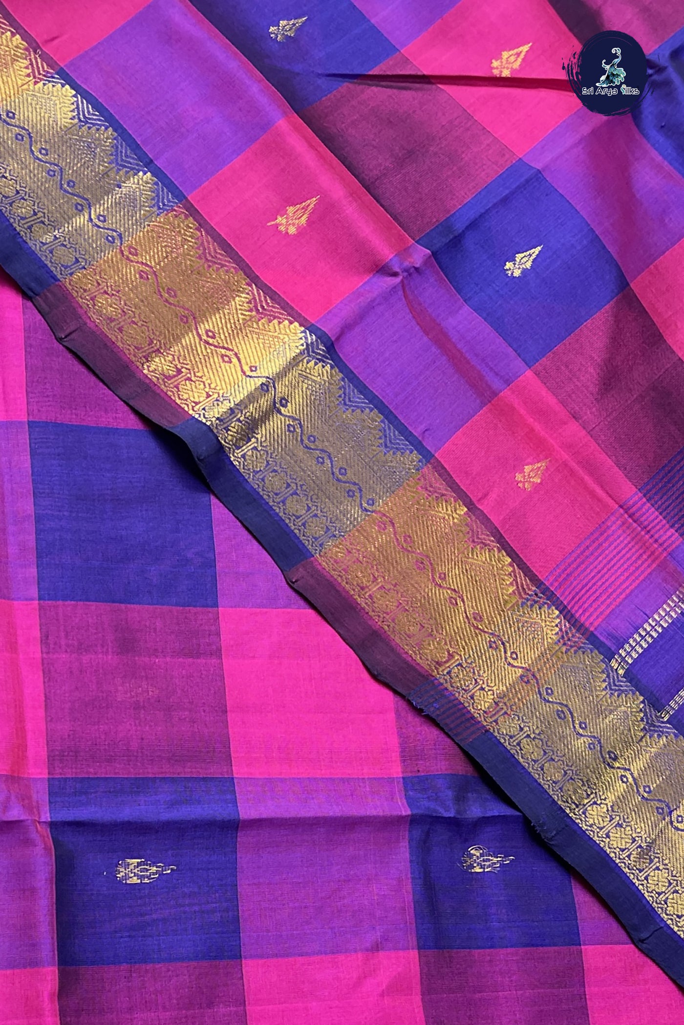 Multi Colour Simple Silk Cotton Saree With Plain Pattern