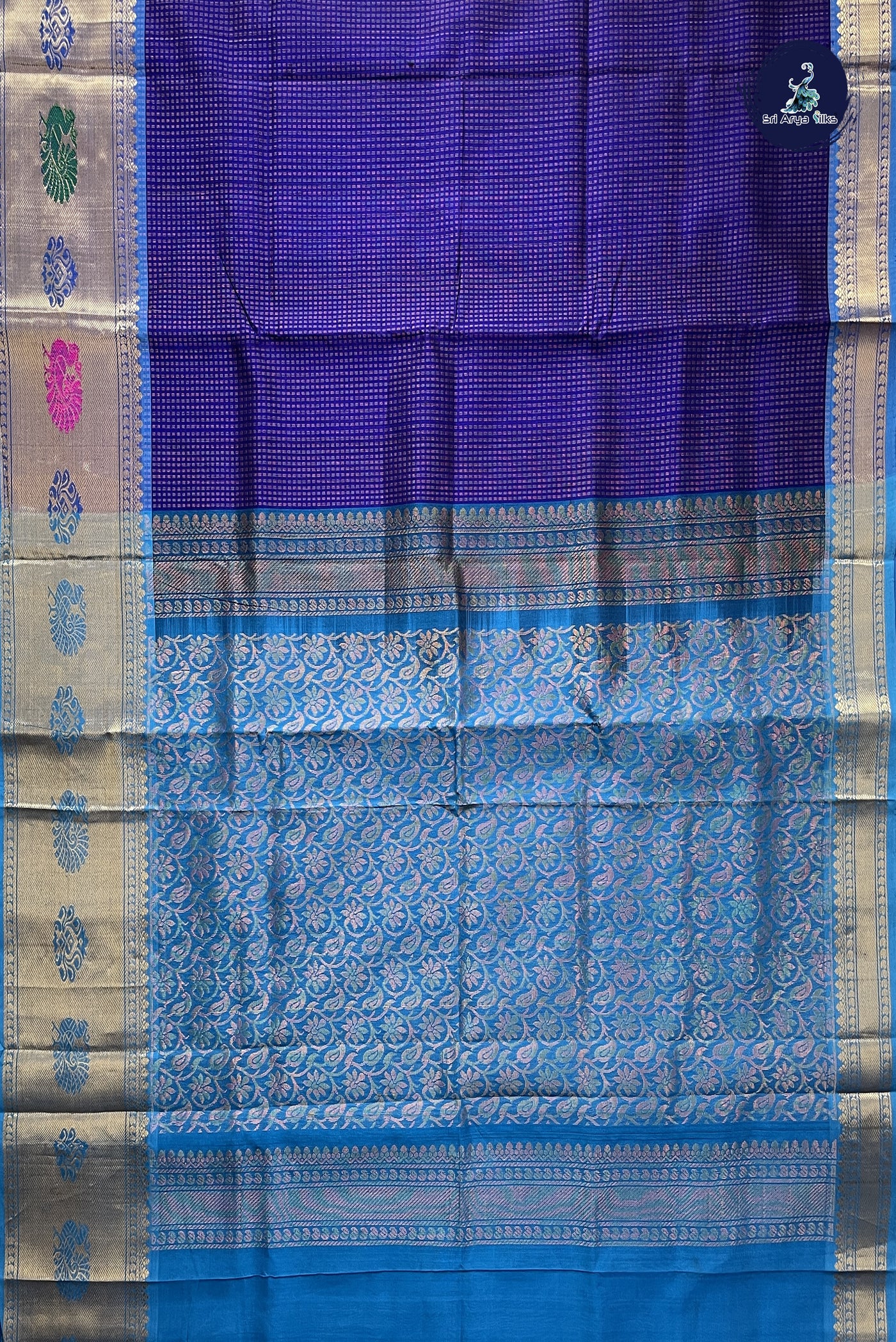 Violet Bridal Silk Cotton Saree With Jacquard Pattern