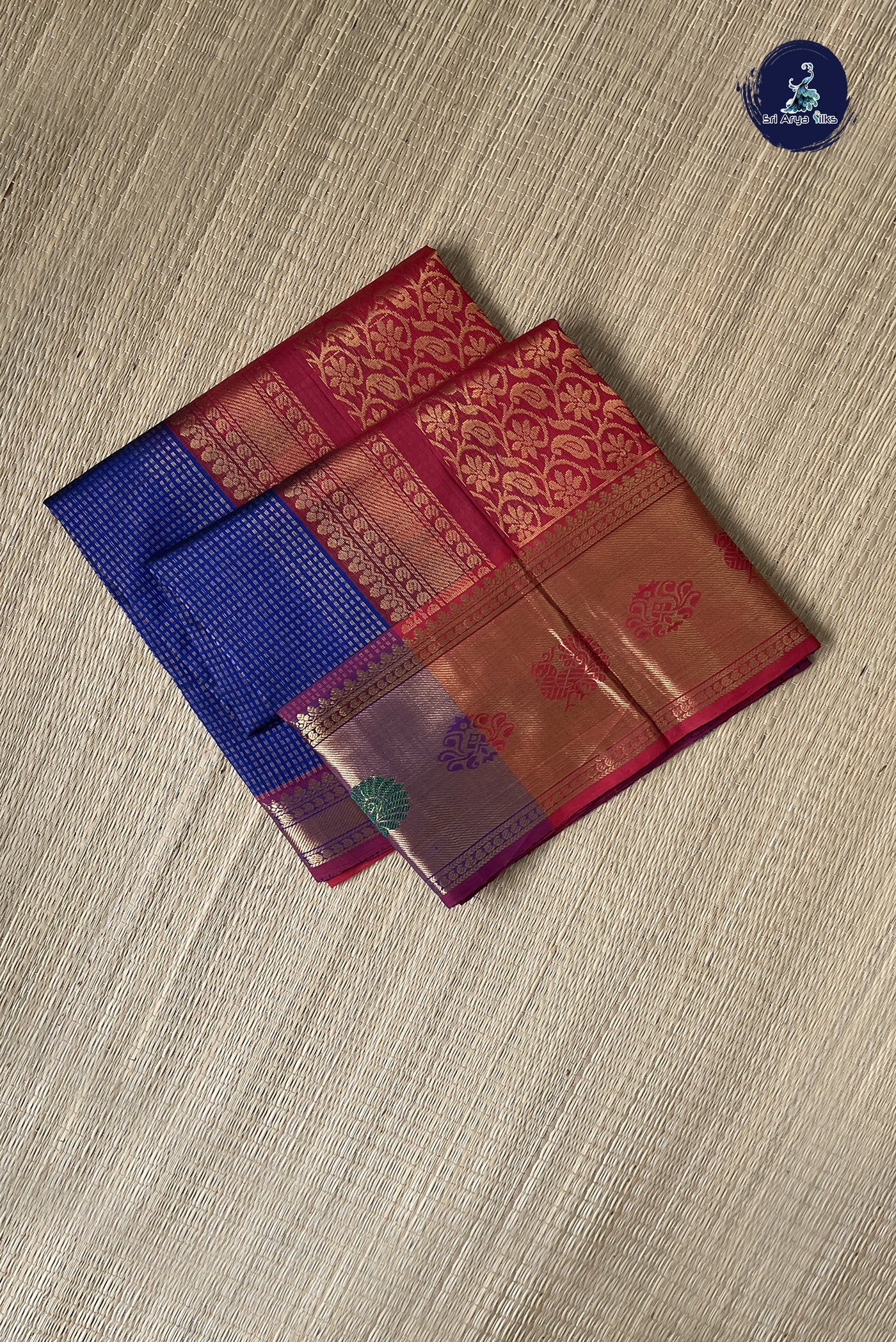 Dark Blue Bridal Silk Cotton Saree With Jacquard Pattern