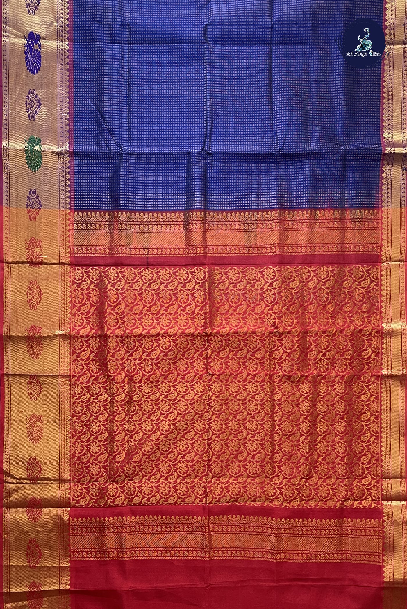 Dark Blue Bridal Silk Cotton Saree With Jacquard Pattern