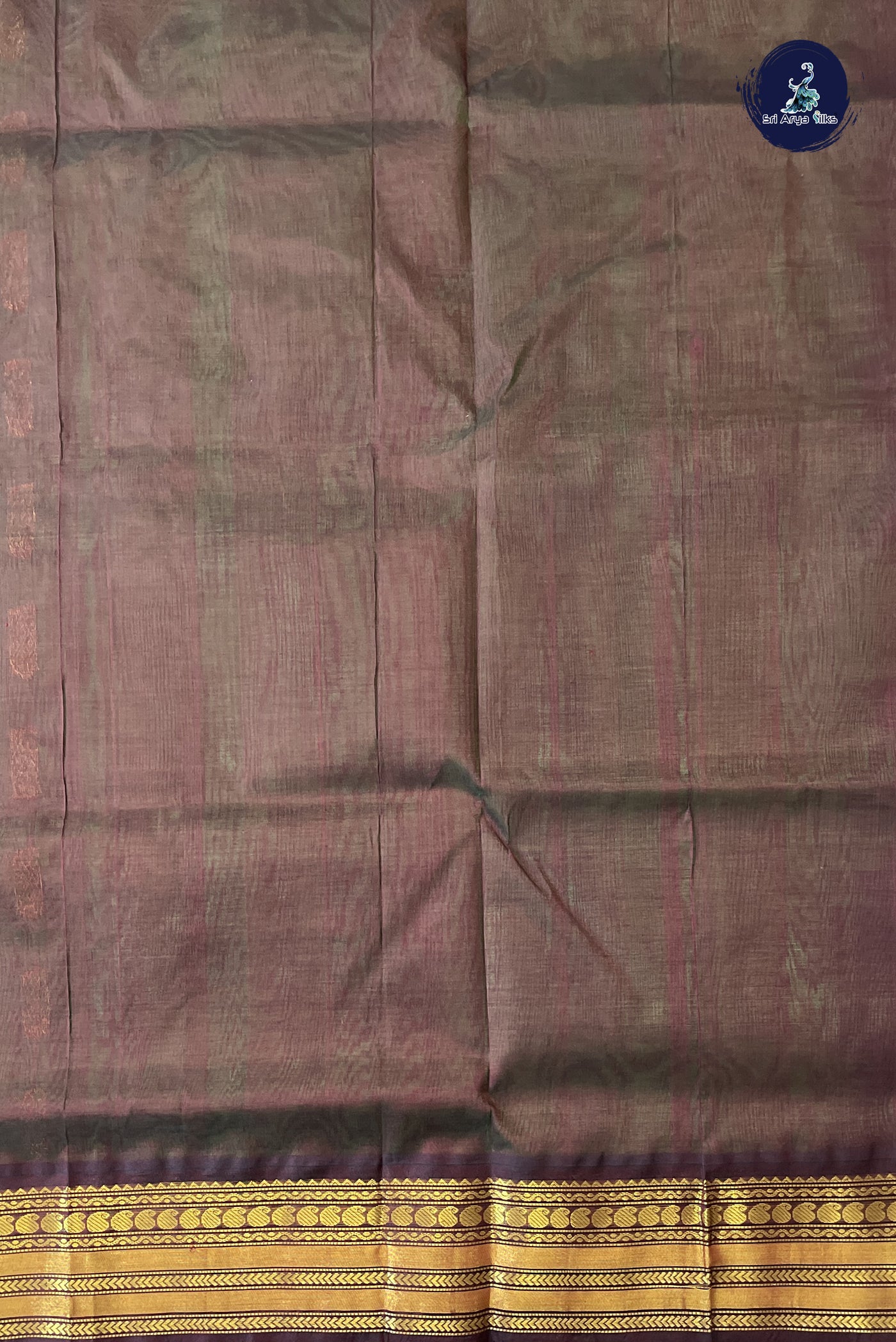 Green Korvai Silk Cotton Saree With Zari Buttas Pattern