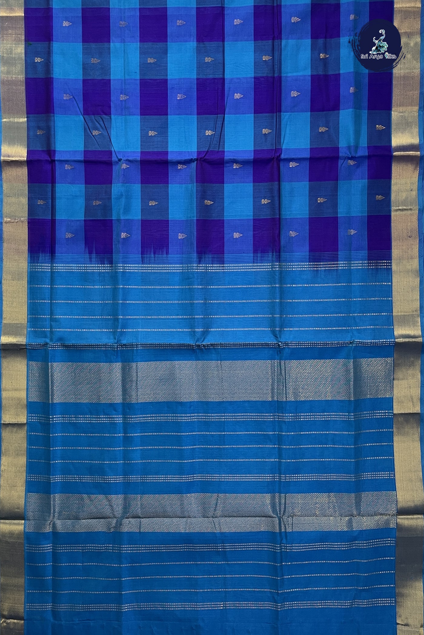 Multi Colour Silk Cotton Saree With Checked Pattern