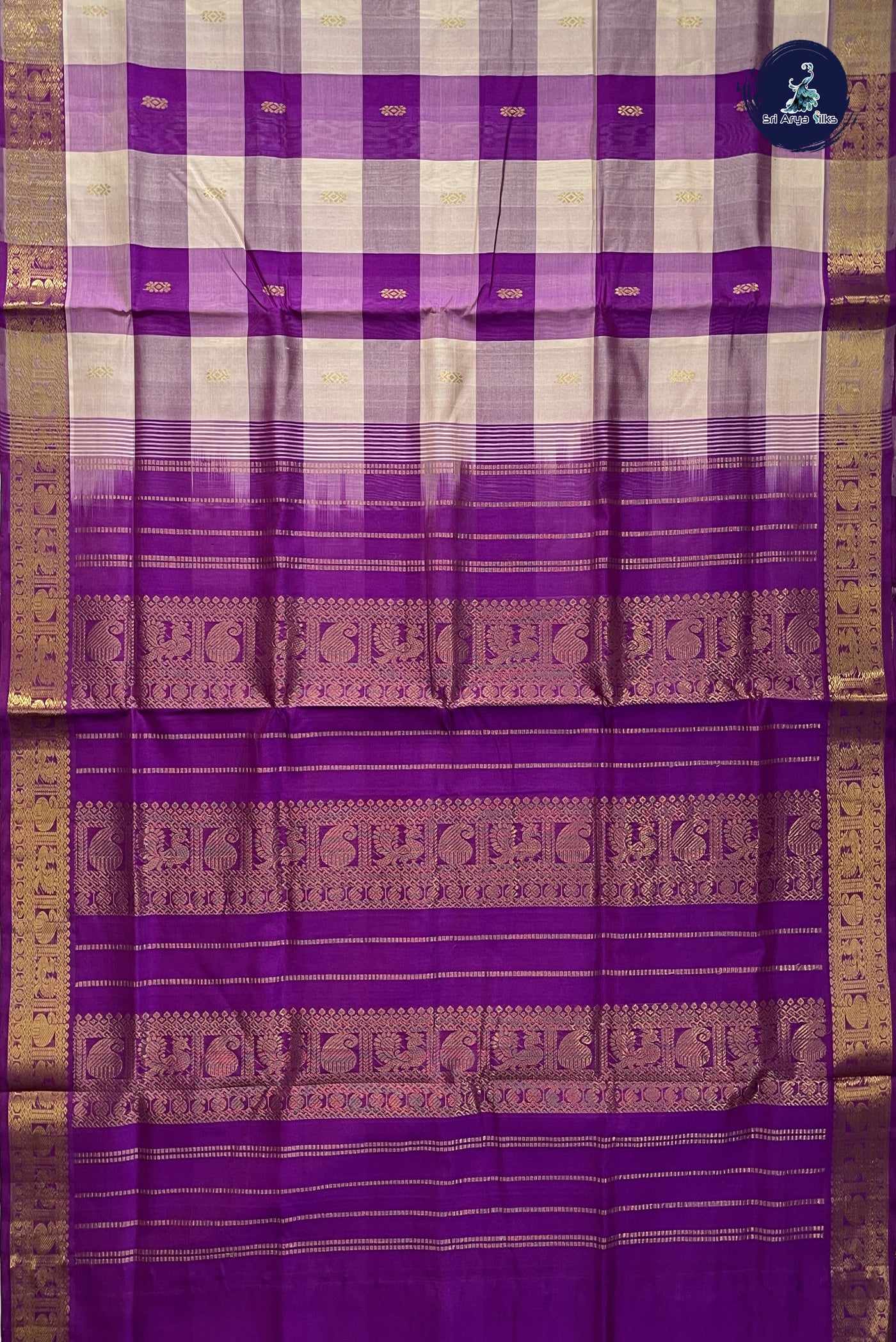 Multi Colour Silk Cotton Saree With Checked Pattern