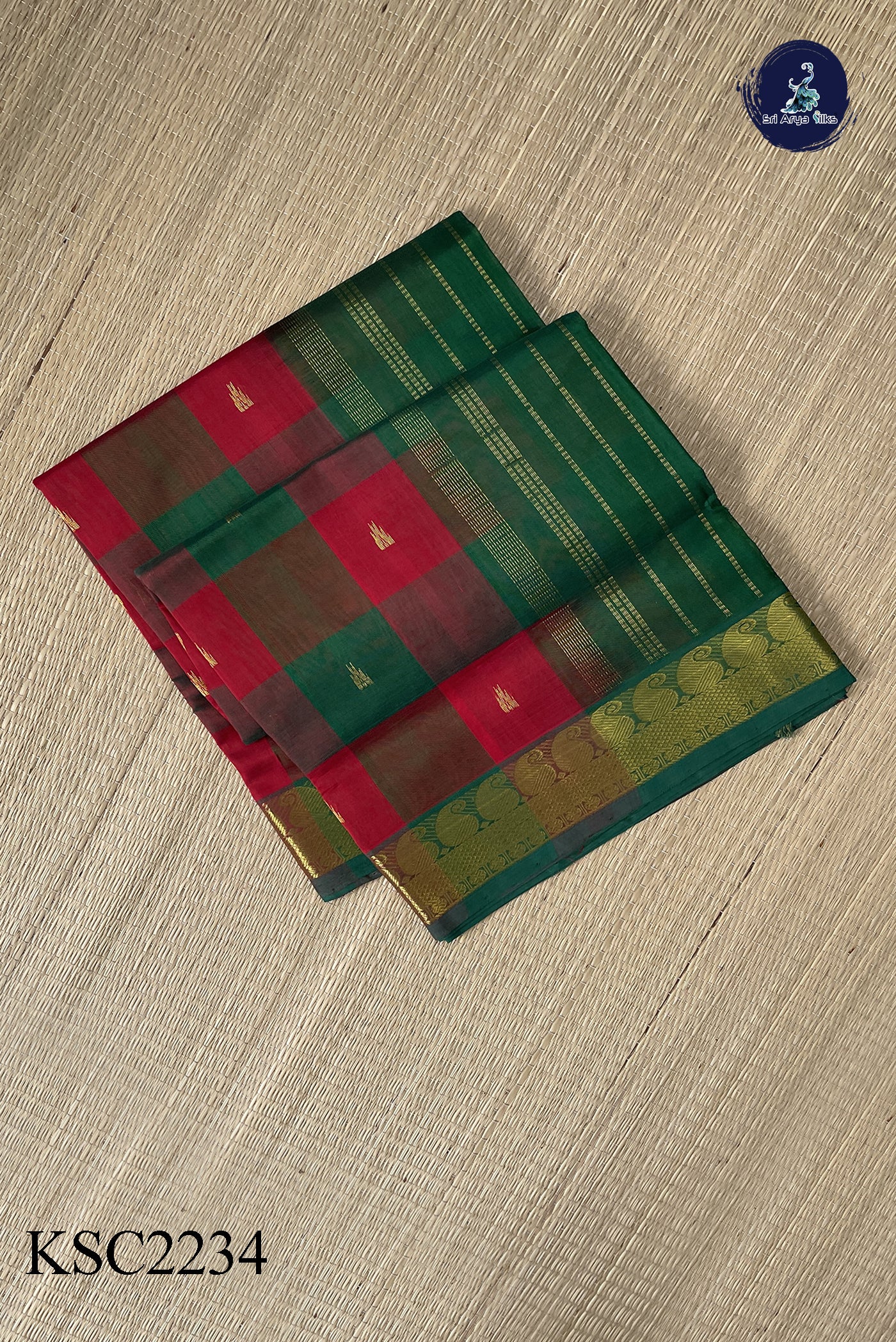 Multi Colour Silk Cotton Saree With Checked Pattern