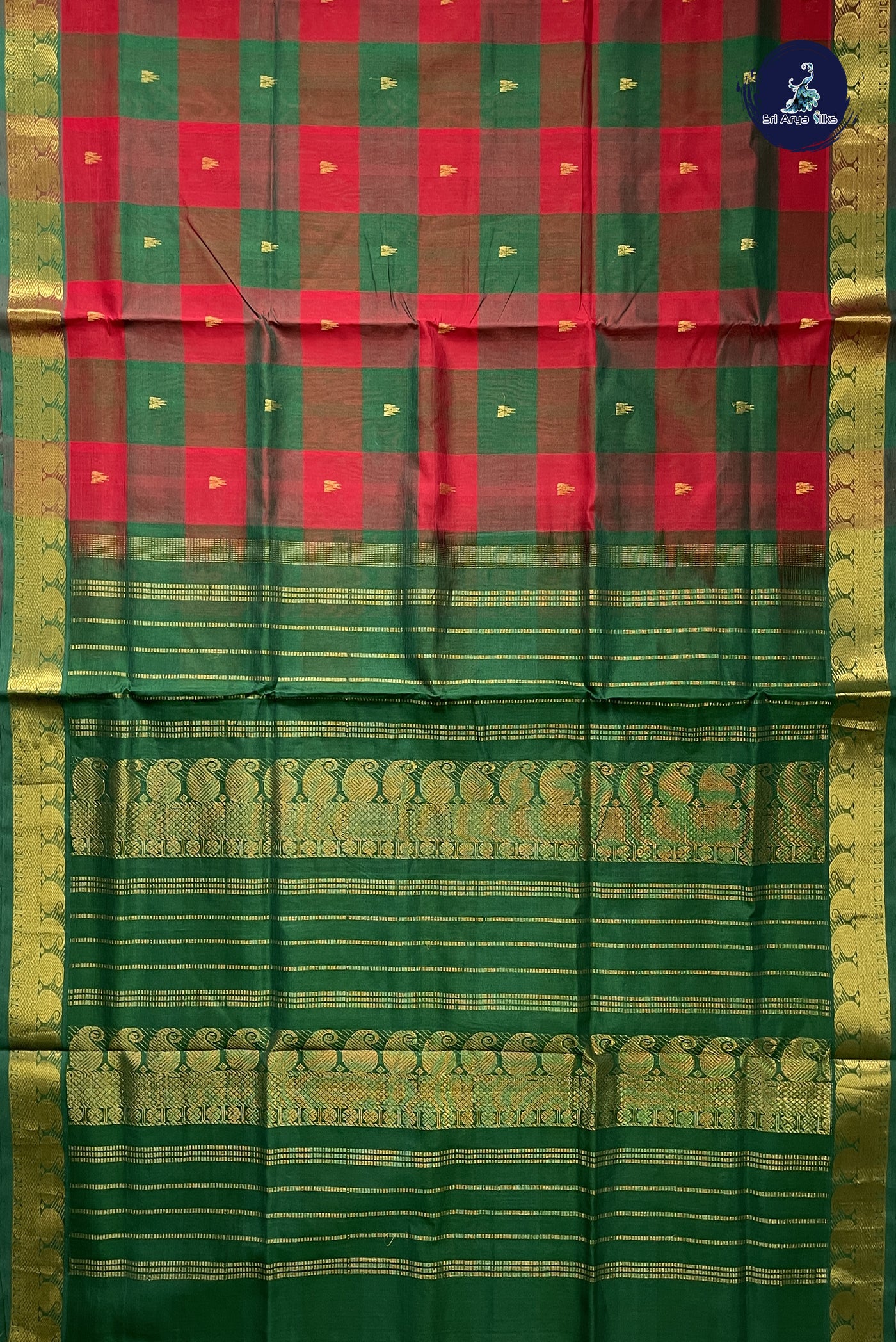 Multi Colour Silk Cotton Saree With Checked Pattern