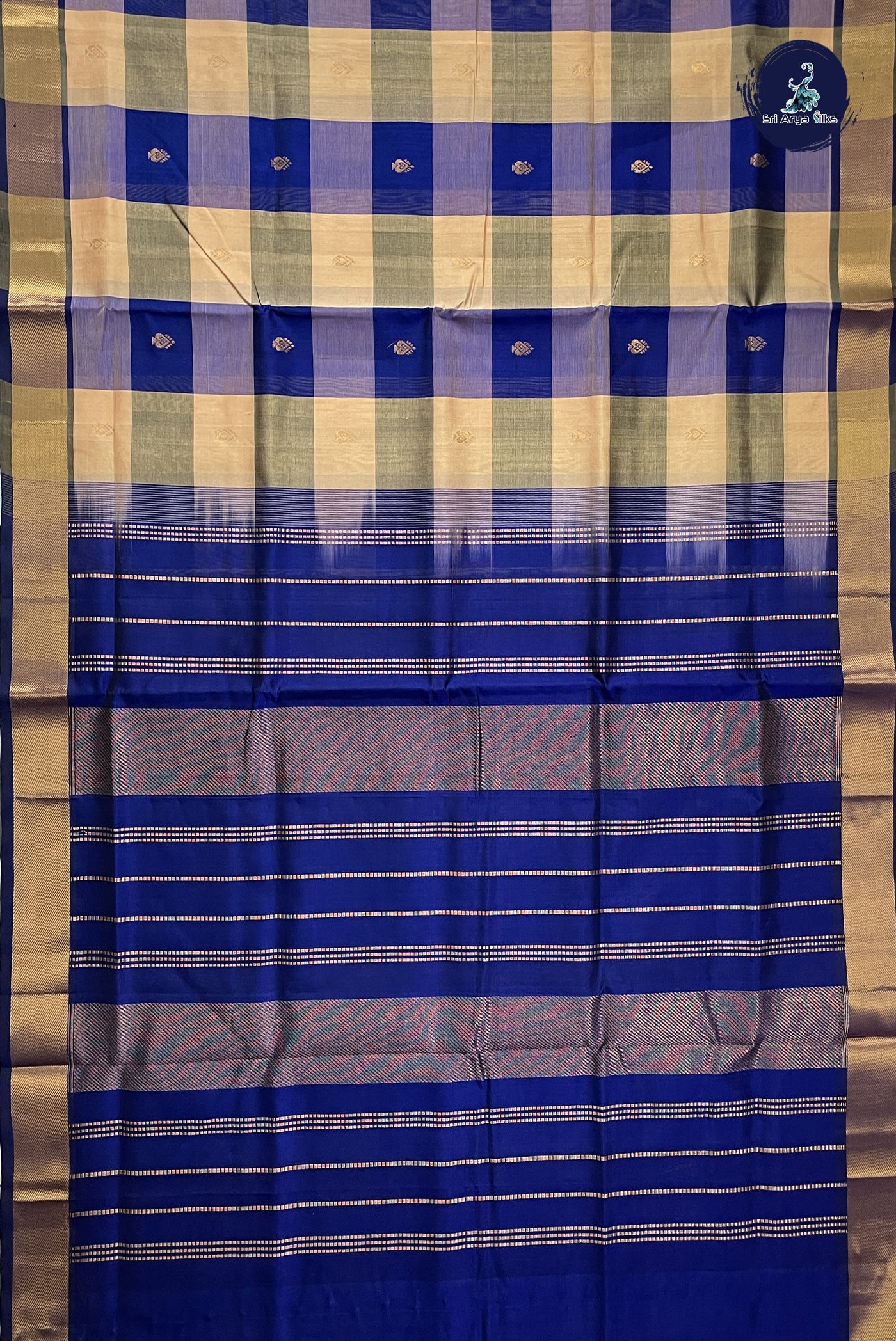 Multi Colour Silk Cotton Saree With Checked Pattern