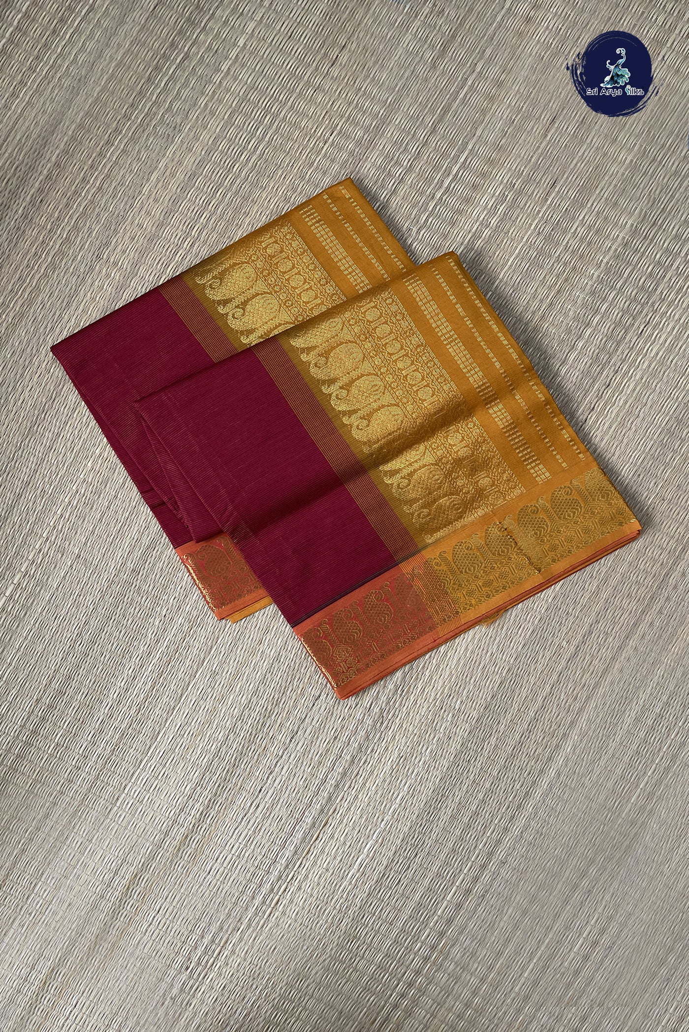 Maroon Vaira Oosi Silk Cotton Saree With Vaira Oosi Pattern