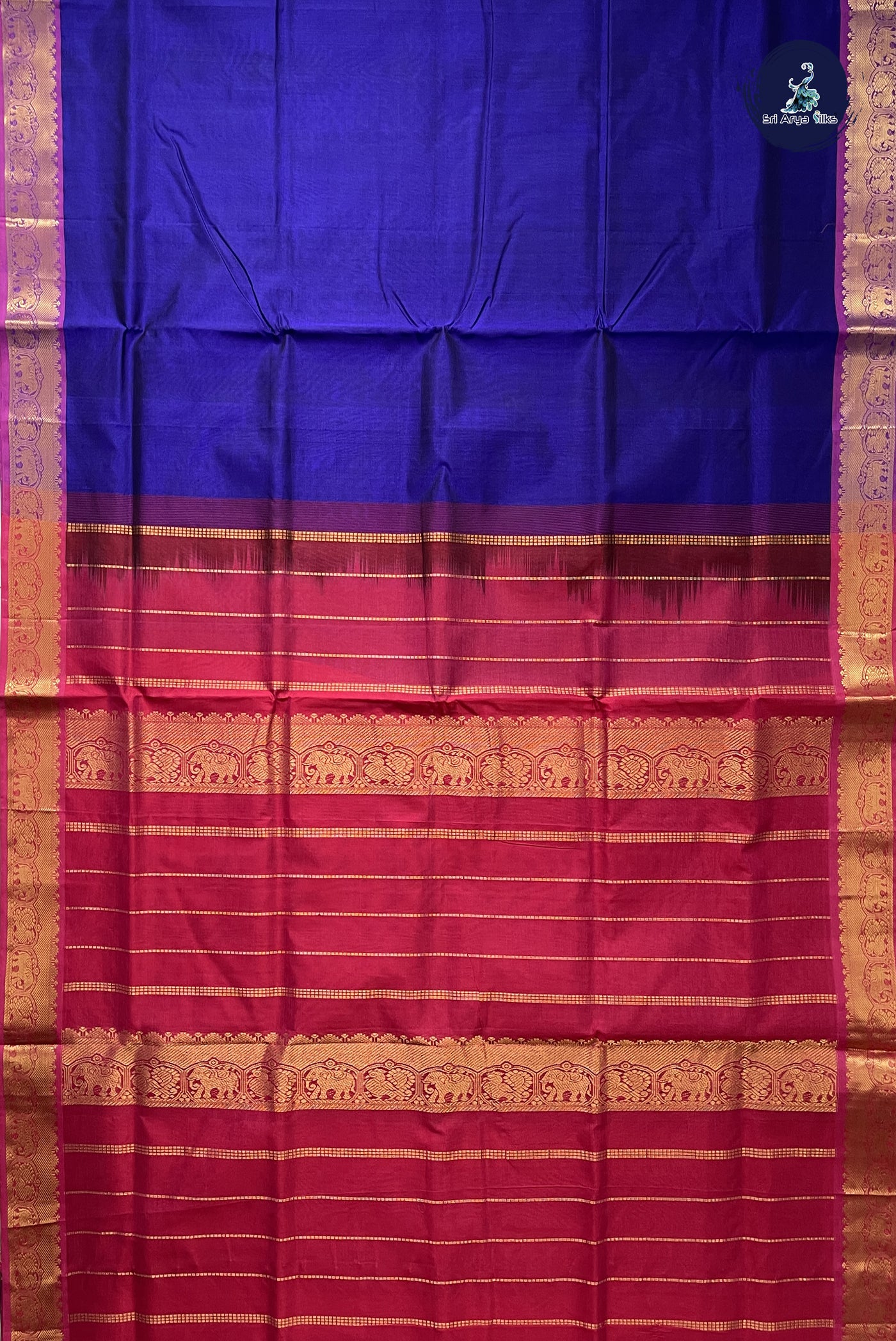 Violet Simple Silk Cotton Saree With Plain Pattern