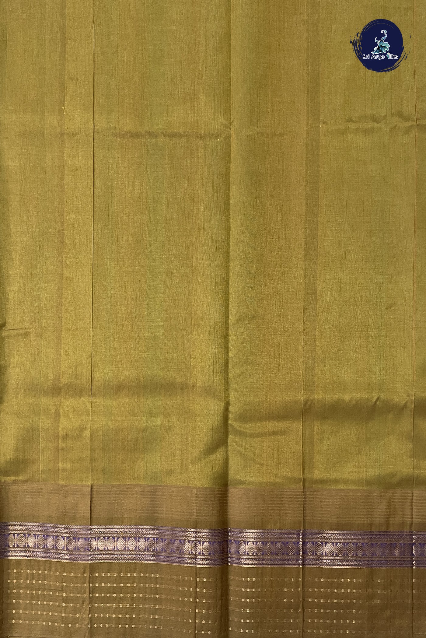 Light Green Korvai Silk Cotton Saree With Plain Pattern