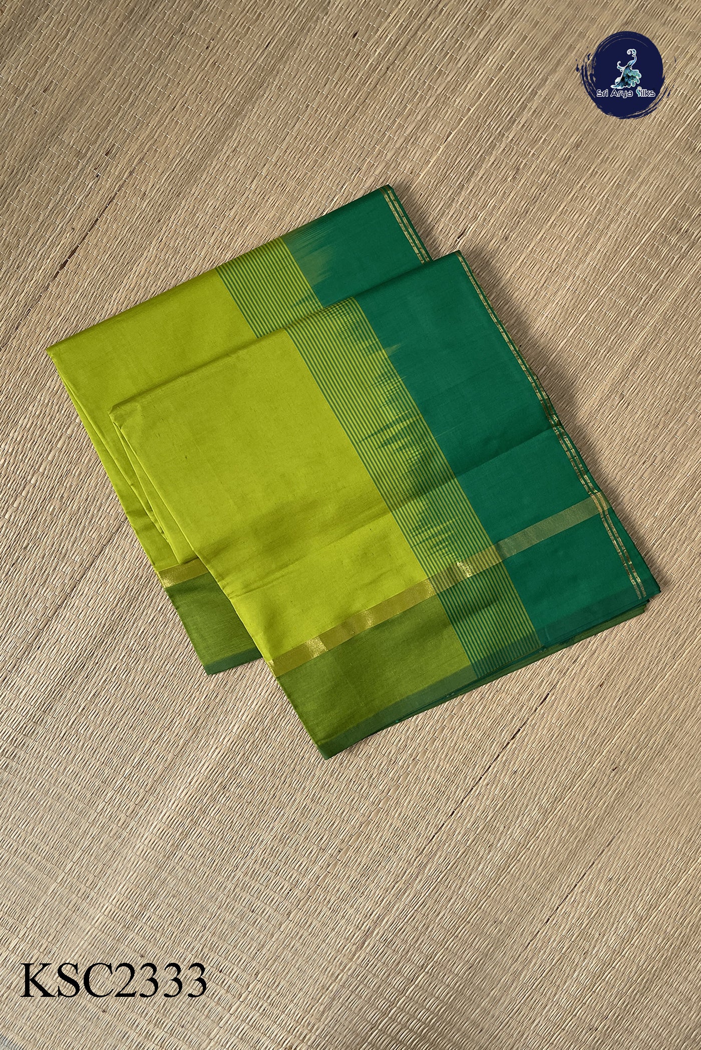 Light Green Semi Silk Cotton Saree With Plain Pattern