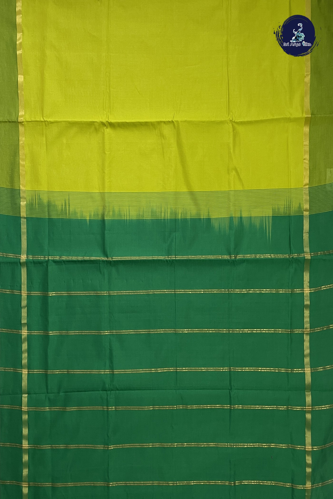 Light Green Semi Silk Cotton Saree With Plain Pattern