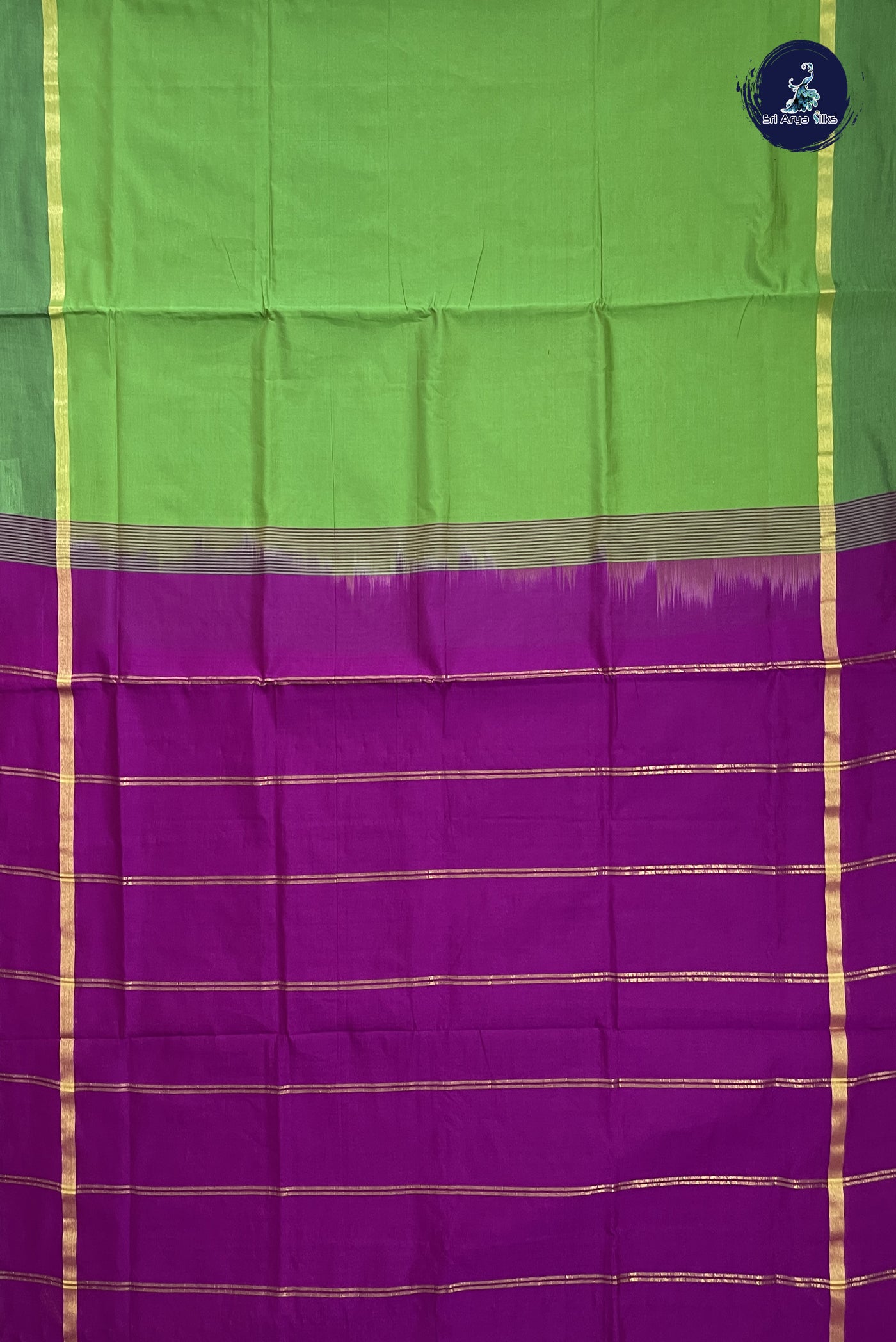 Light Green Semi Silk Cotton Saree With Plain Pattern