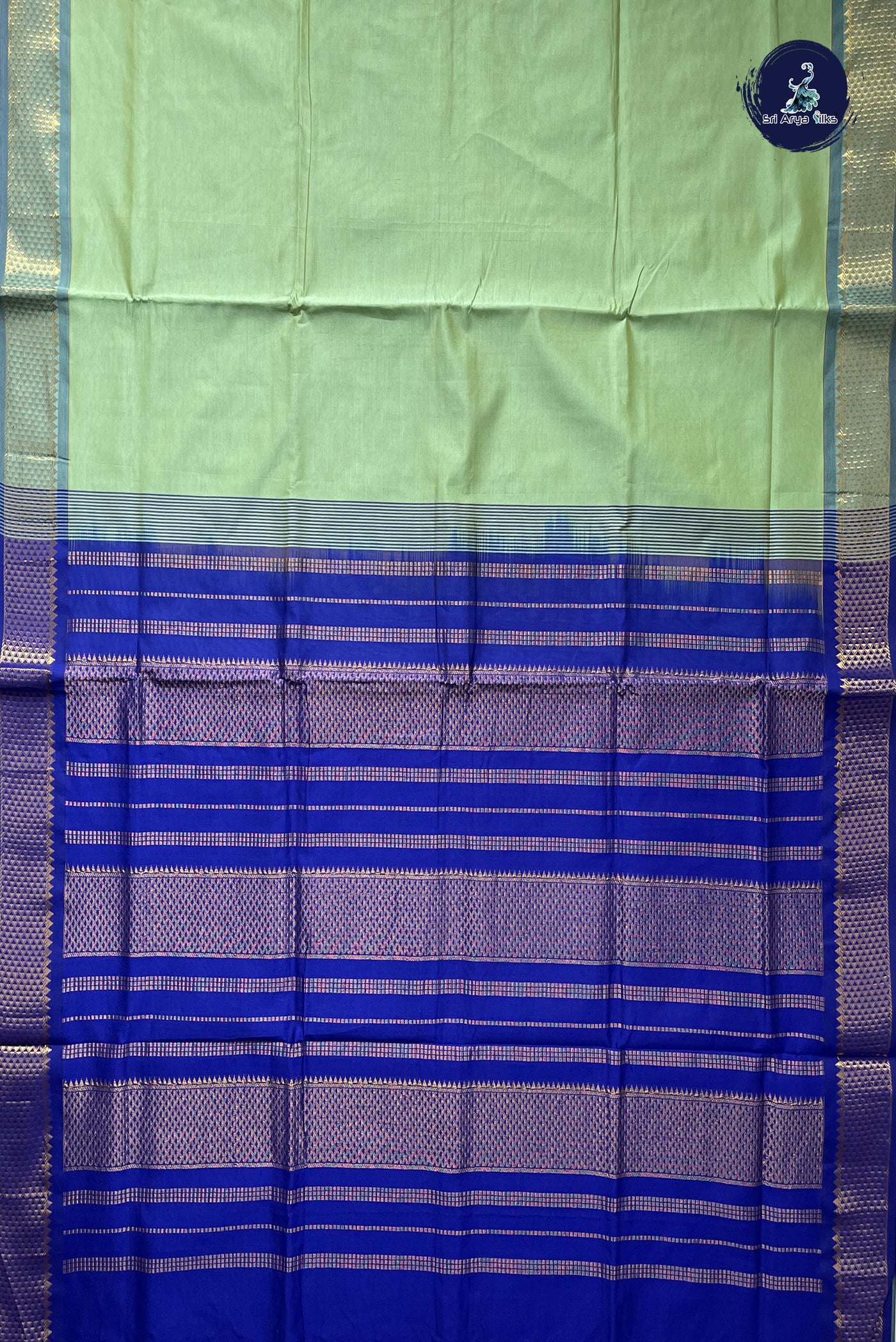 Pastel Shade Semi Silk Cotton Saree With Plain Pattern