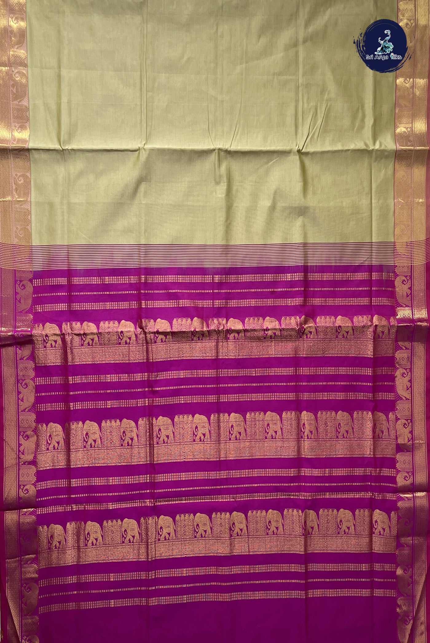 Fawn Semi Silk Cotton Saree With Plain Pattern