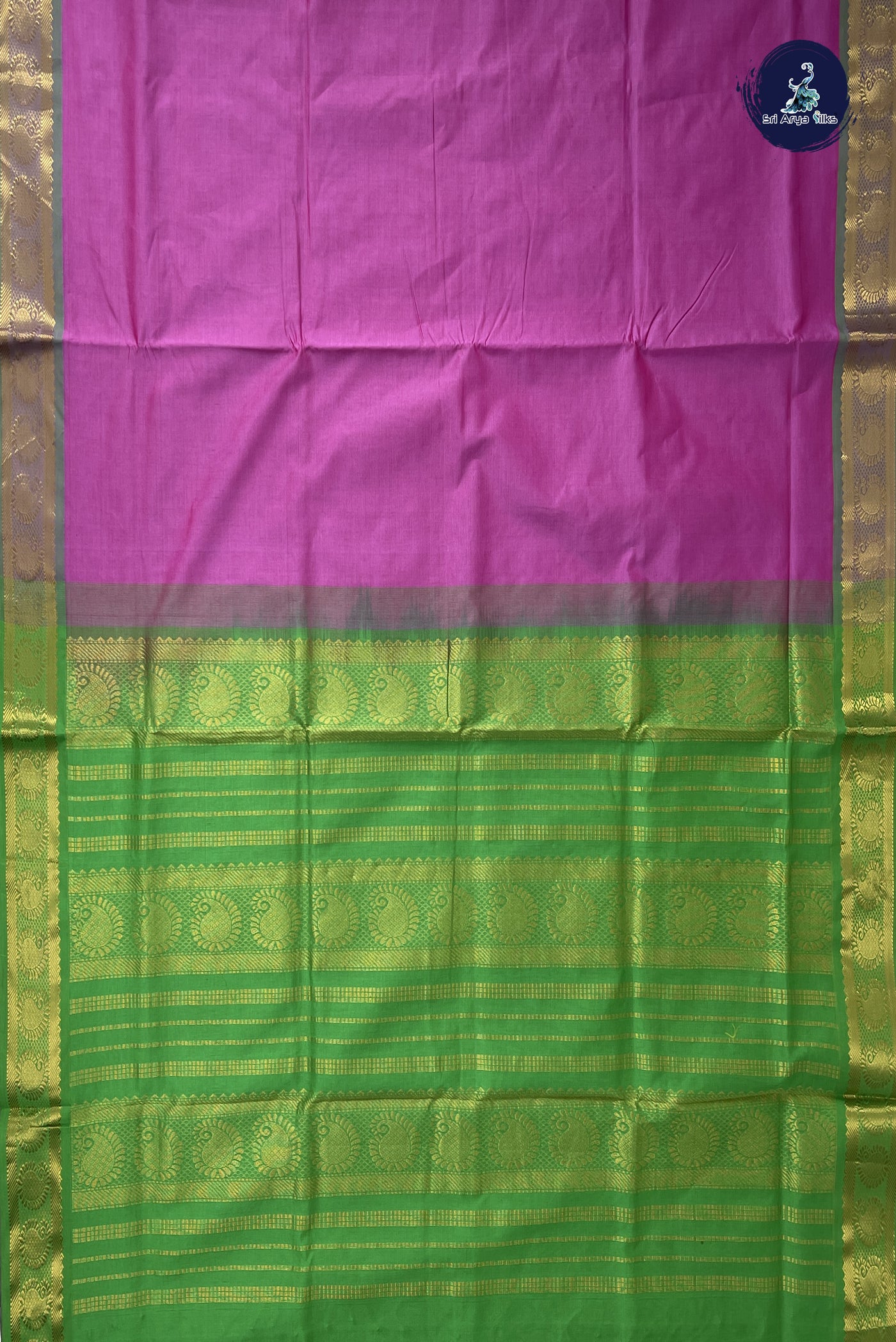 Onion Pink Semi Silk Cotton Saree With Plain Pattern