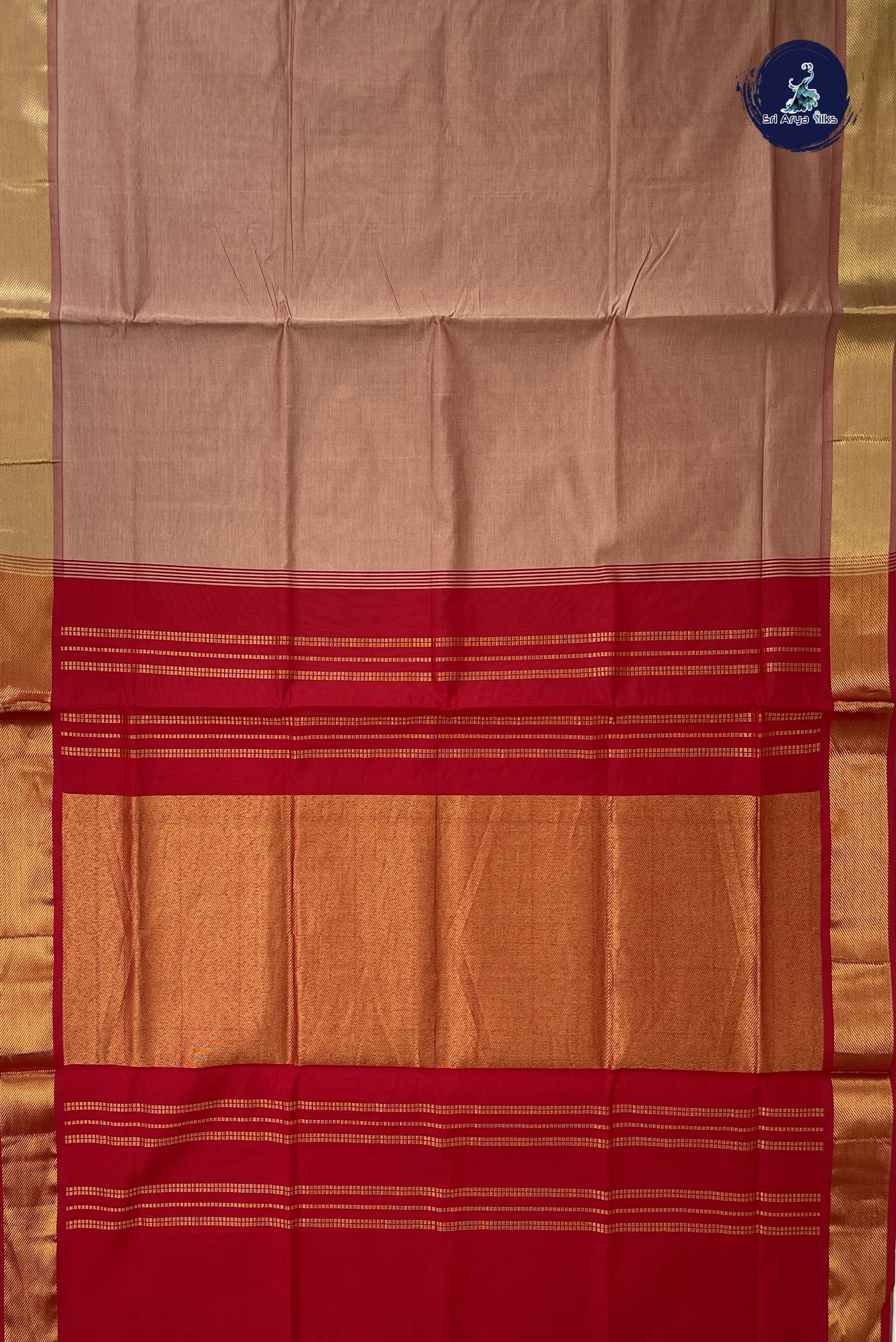 Pastel Shade Semi Silk Cotton Saree With Plain Pattern