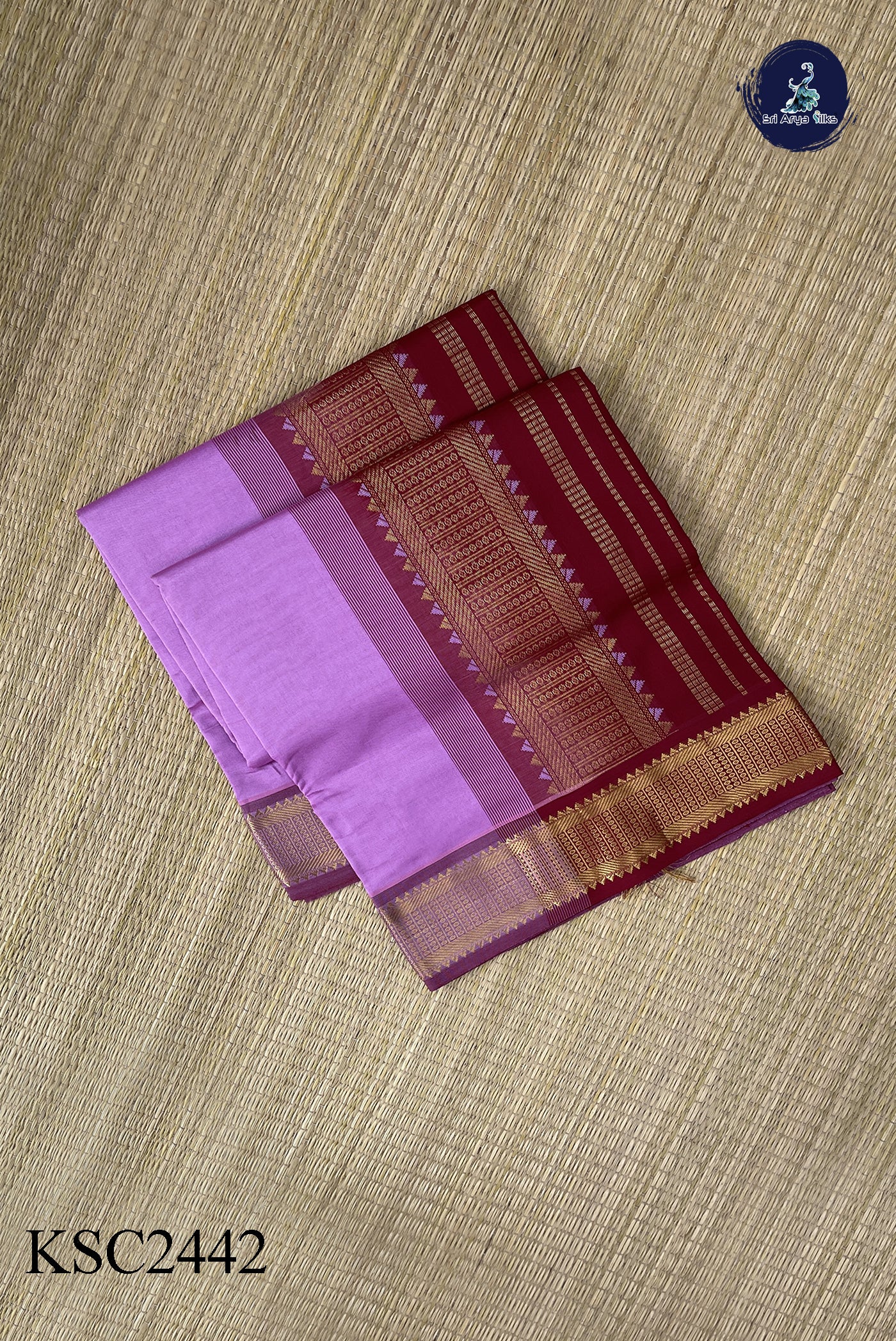 Light Pink Semi Silk Cotton Saree With Plain Pattern