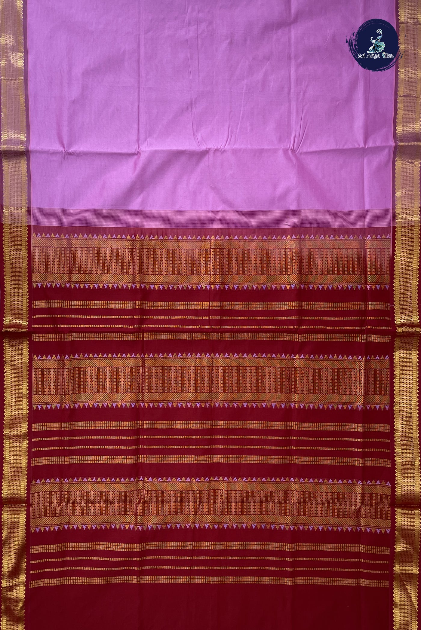 Light Pink Semi Silk Cotton Saree With Plain Pattern