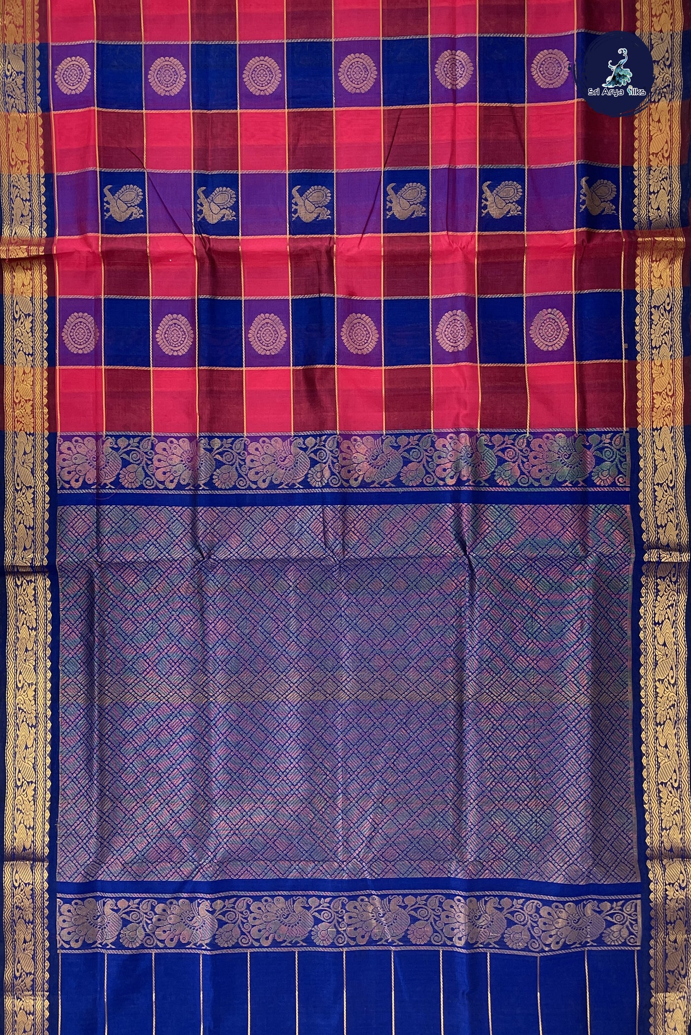 Multi Colour Bridal Silk Cotton Saree With Paalum Pazham Kattam Pattern