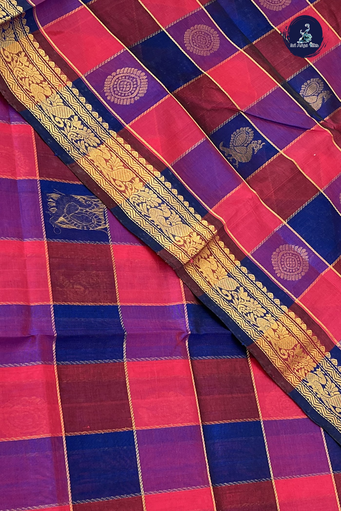 Multi Colour Bridal Silk Cotton Saree With Paalum Pazham Kattam Pattern