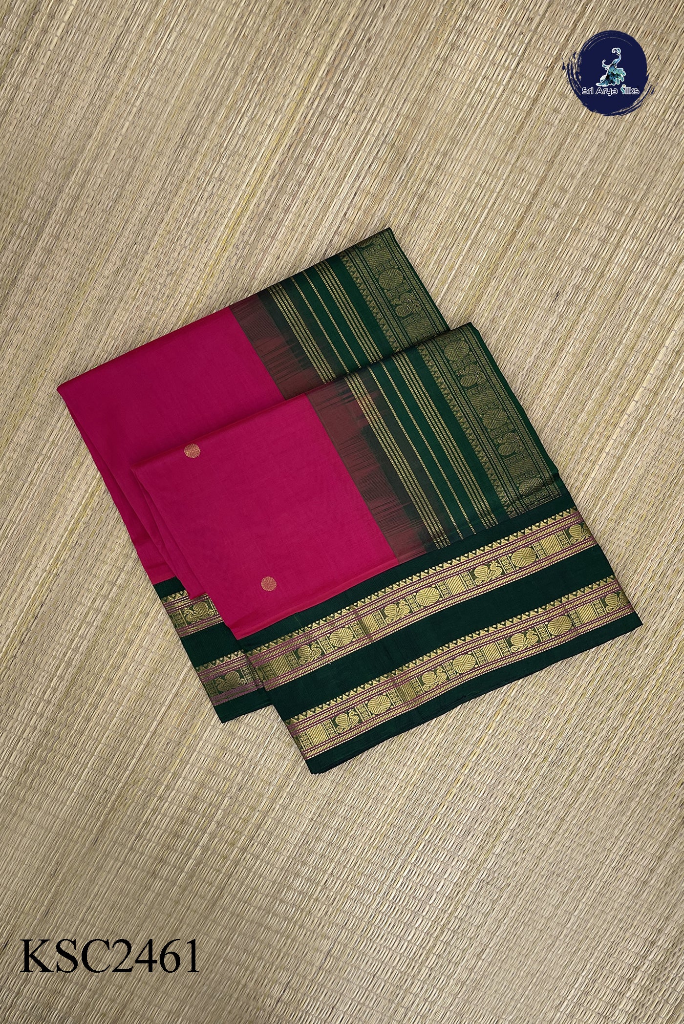 Pink Korvai Silk Cotton Saree With Zari Buttas Pattern