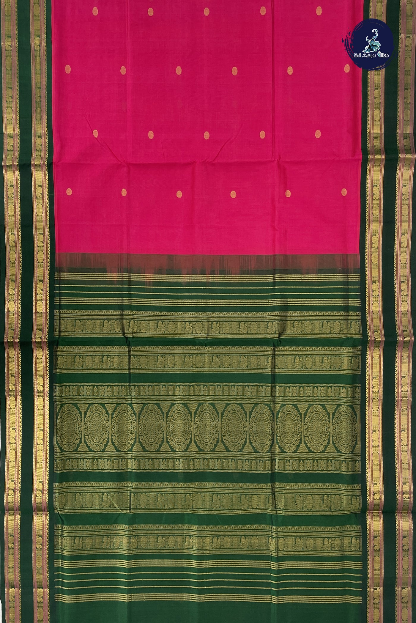 Pink Korvai Silk Cotton Saree With Zari Buttas Pattern