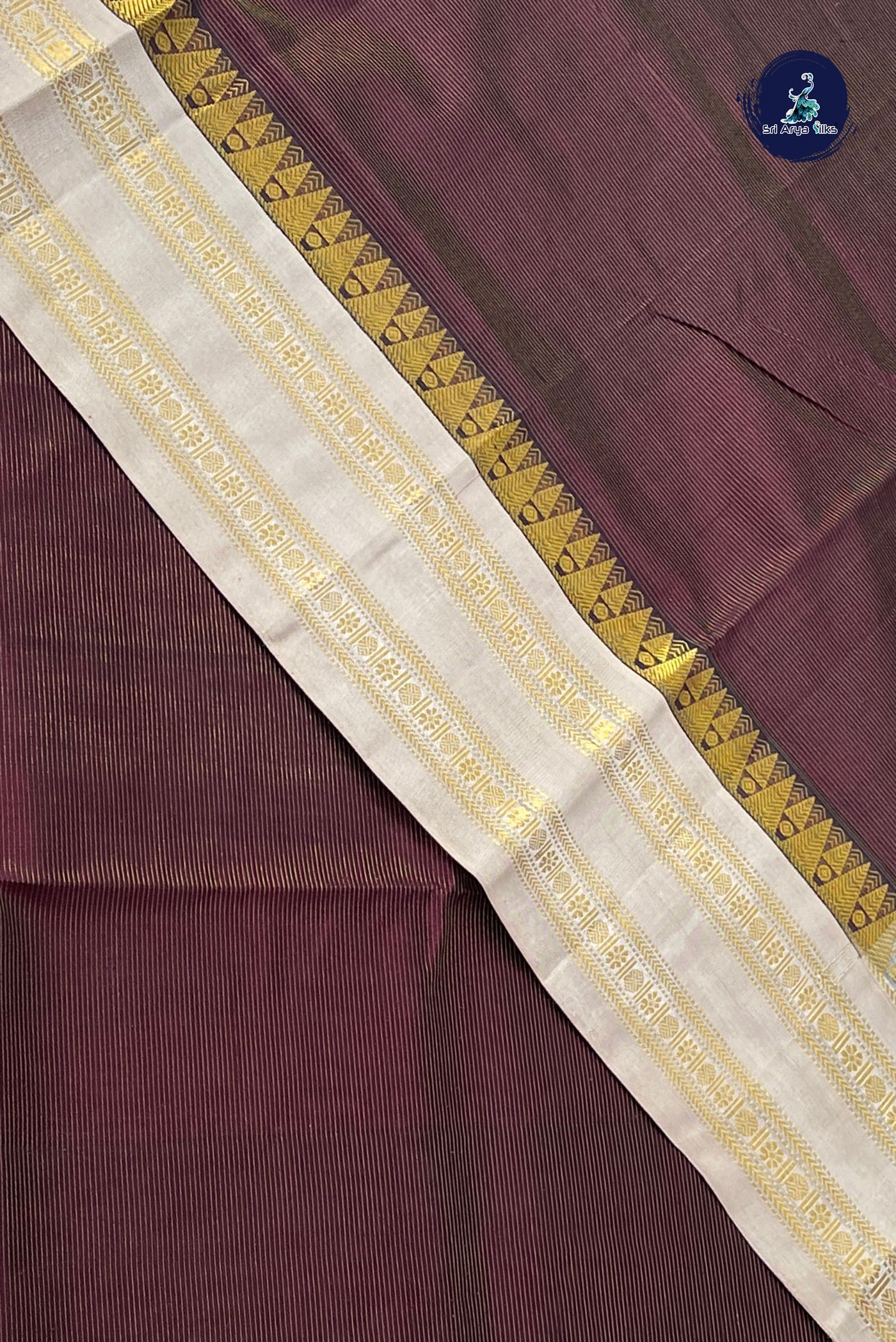 Coffee Brown Vaira Oosi Silk Cotton Saree With Vaira Oosi Pattern