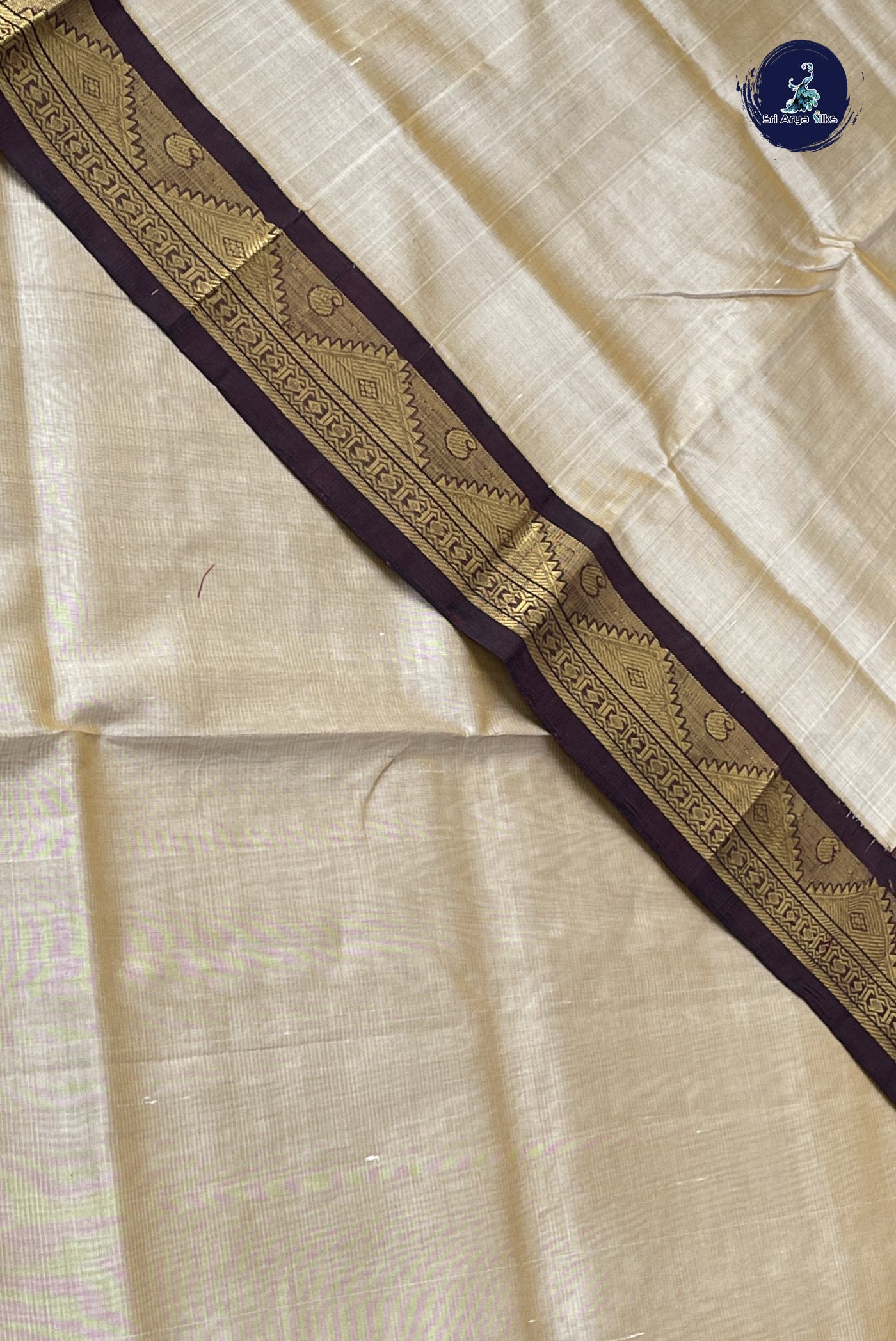 Chocolate Shade Vaira Oosi Silk Cotton Saree With Vaira Oosi Pattern