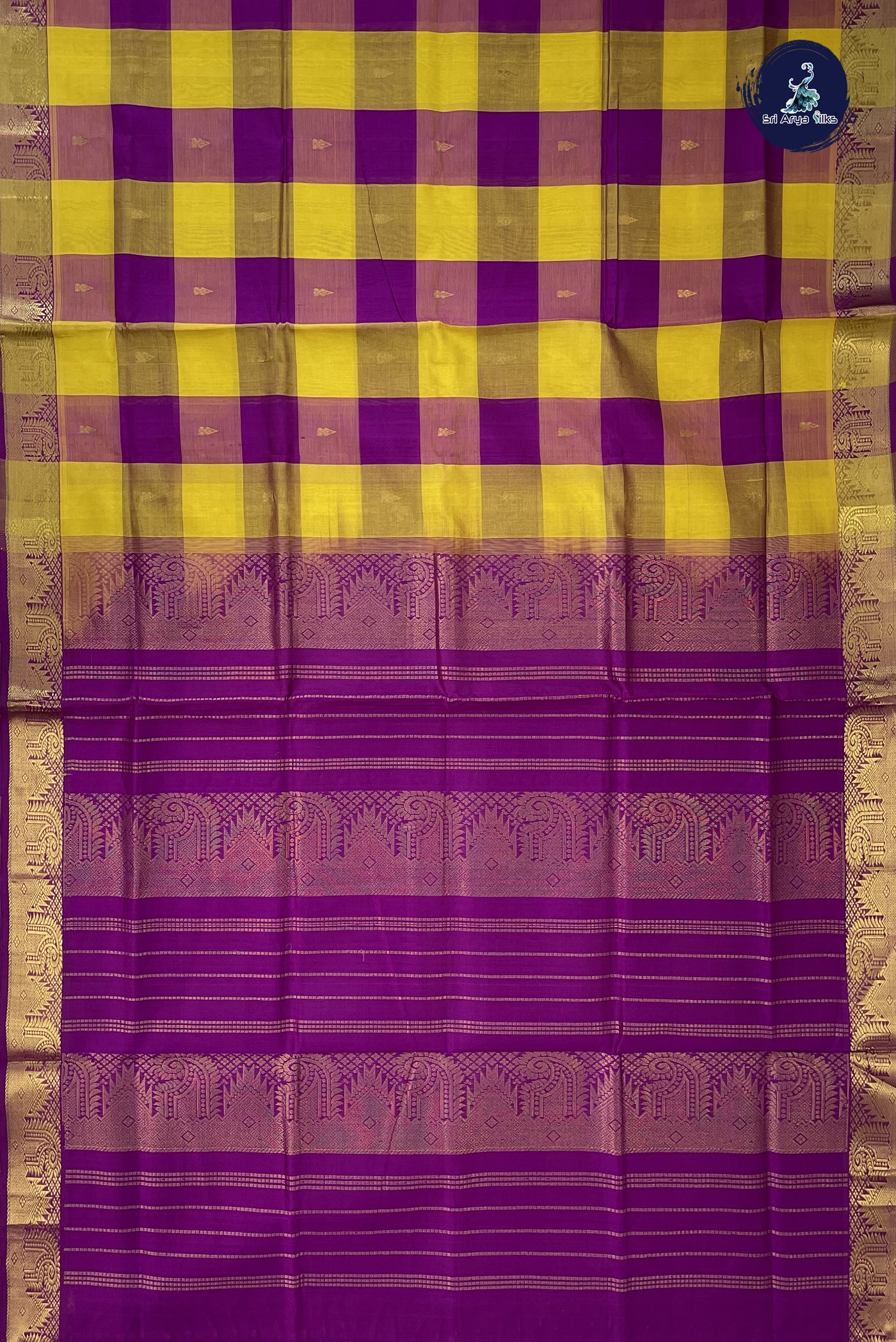 Multi Colour Silk Cotton Saree With Checked Pattern