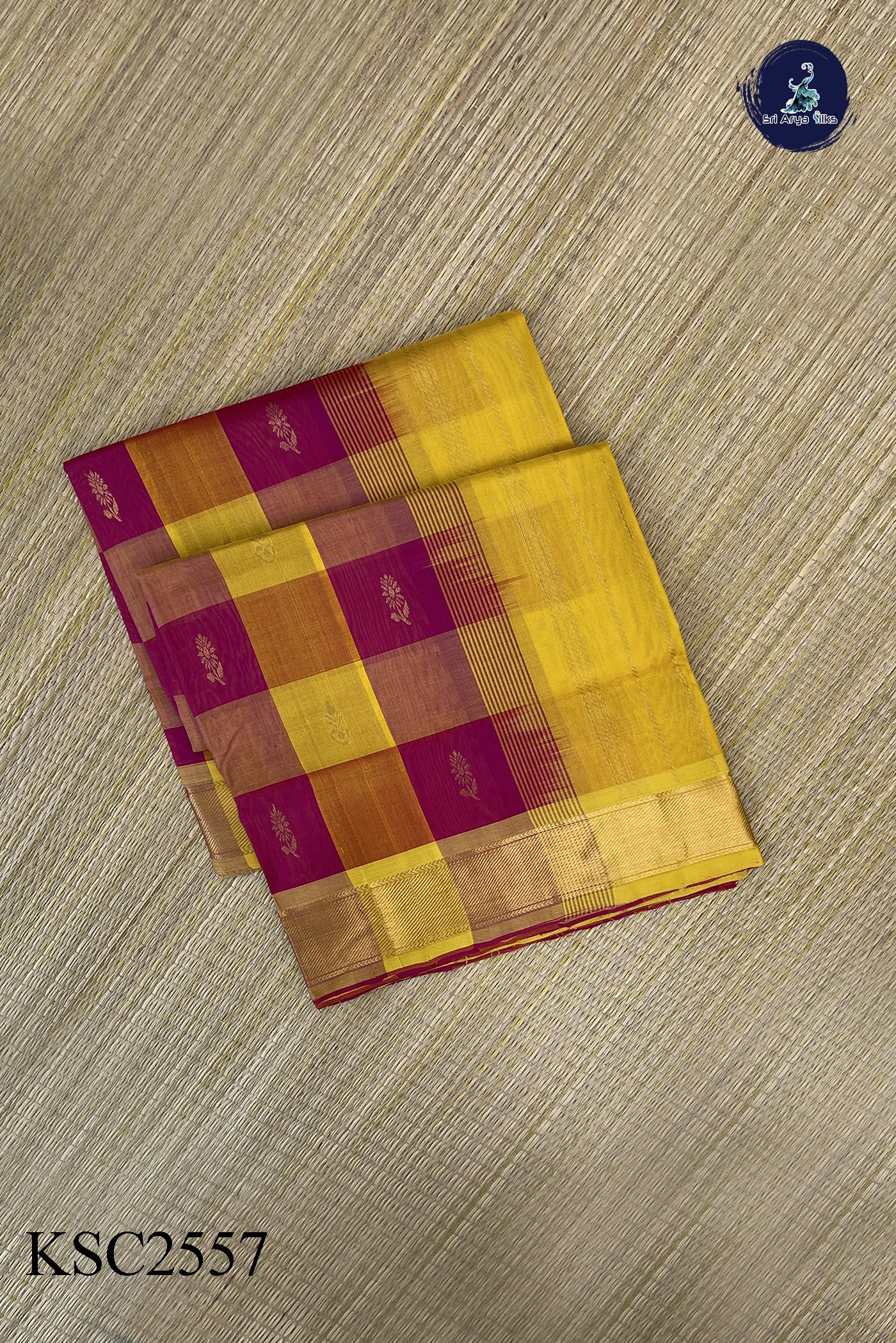 Multi Colour Silk Cotton Saree With Checked Pattern