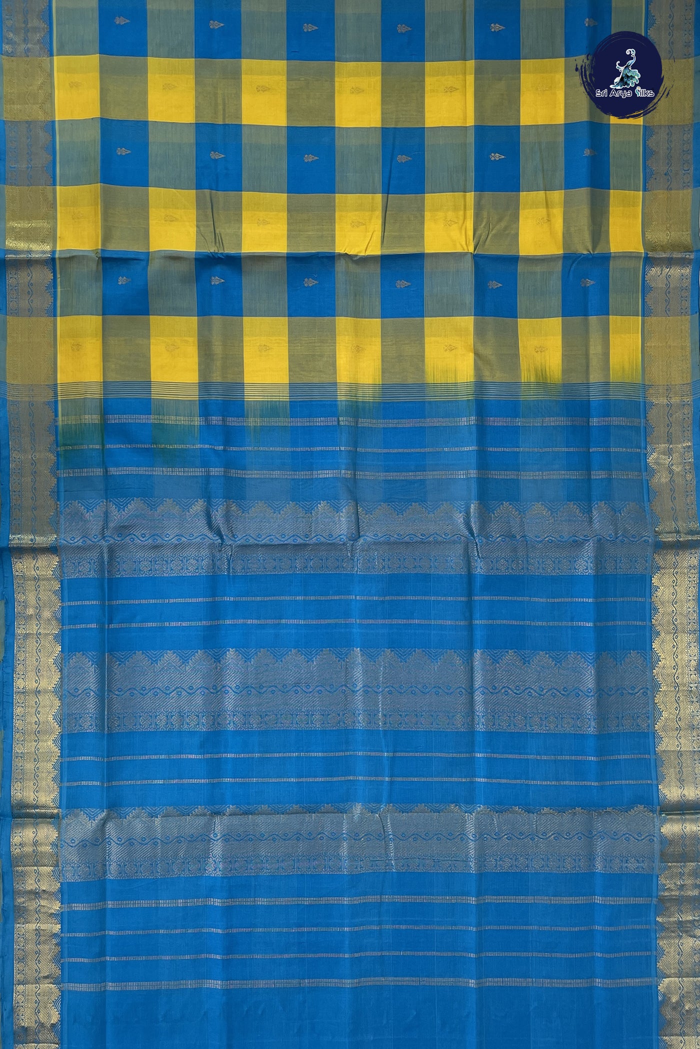 Multi Colour Silk Cotton Saree With Checked Pattern