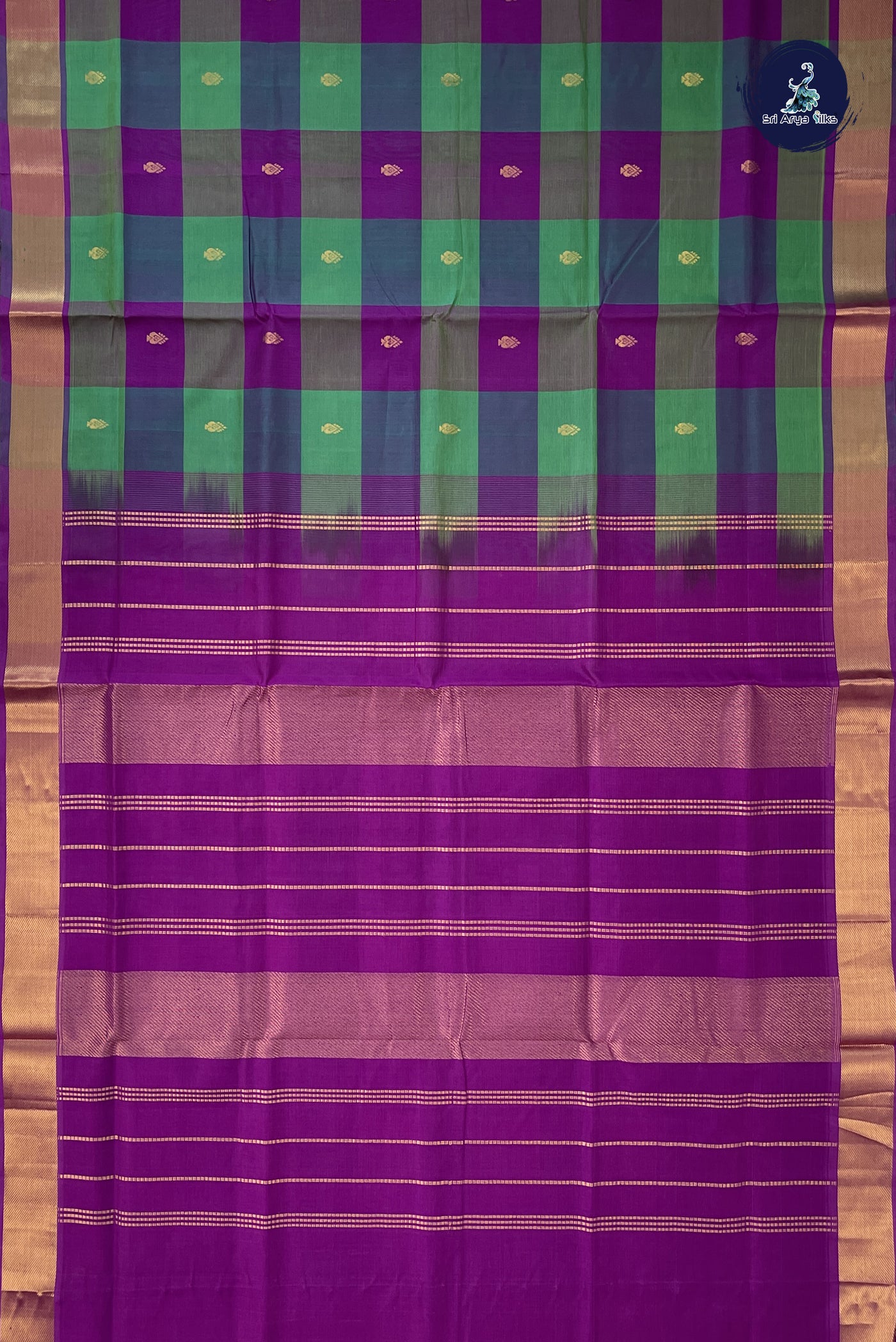 Multi Colour Silk Cotton Saree With Checked Pattern