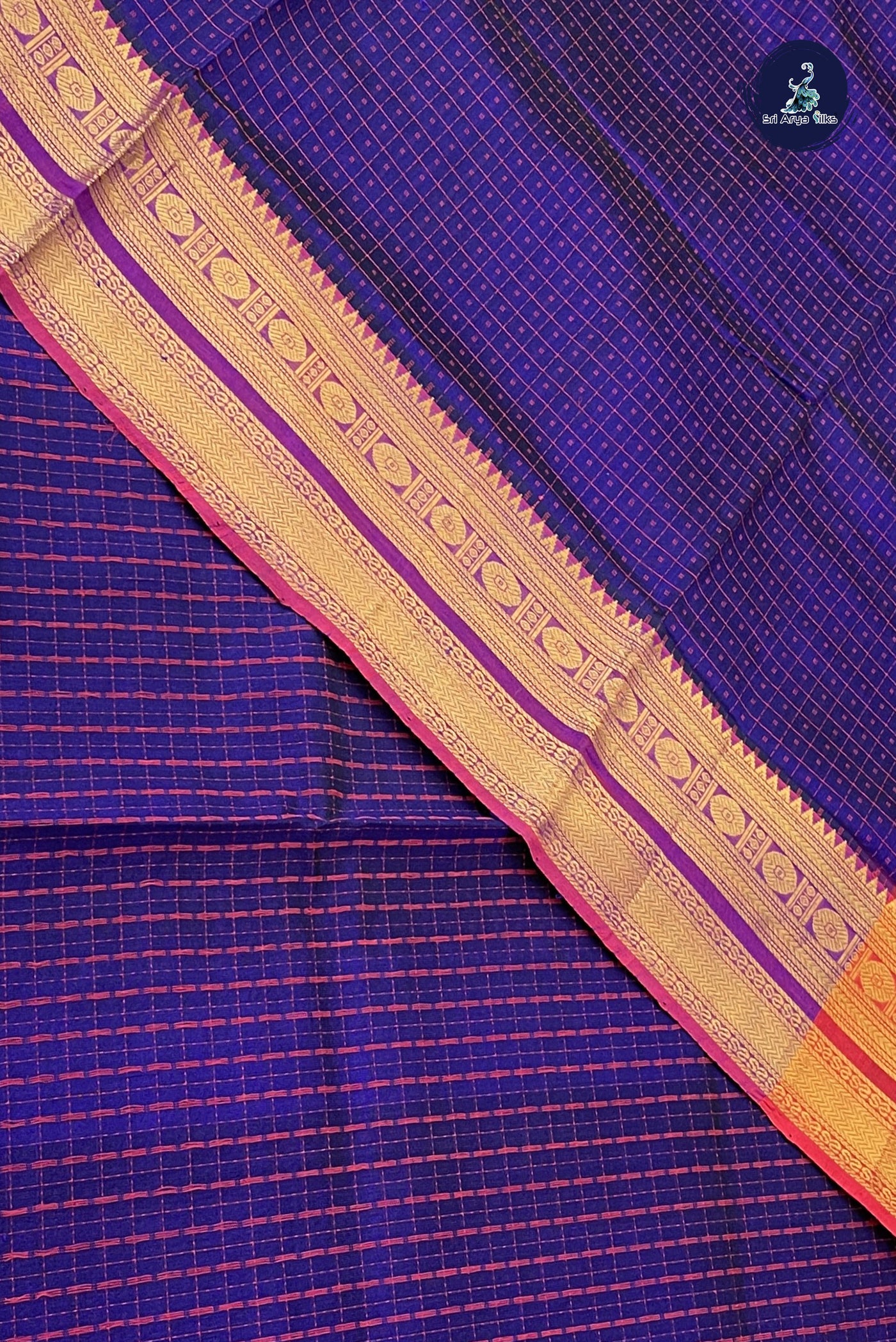 Blue Bridal Silk Cotton Saree With Laksha Deepam Design Pattern