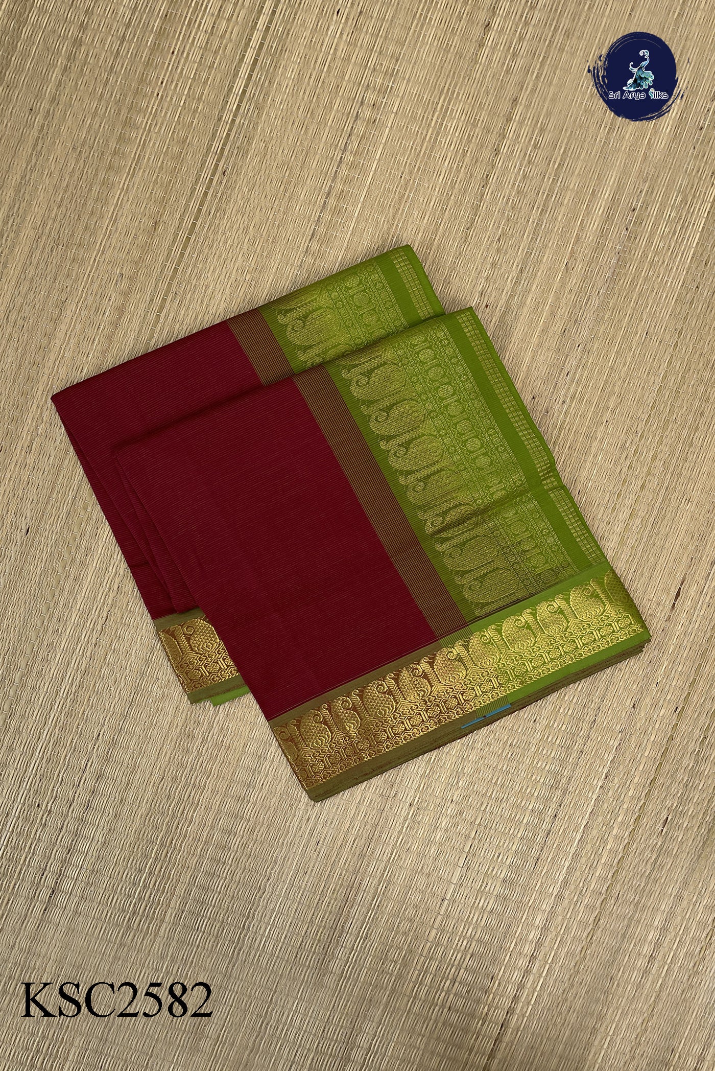 Maroon Vaira Oosi Silk Cotton Saree With Vaira Oosi Pattern