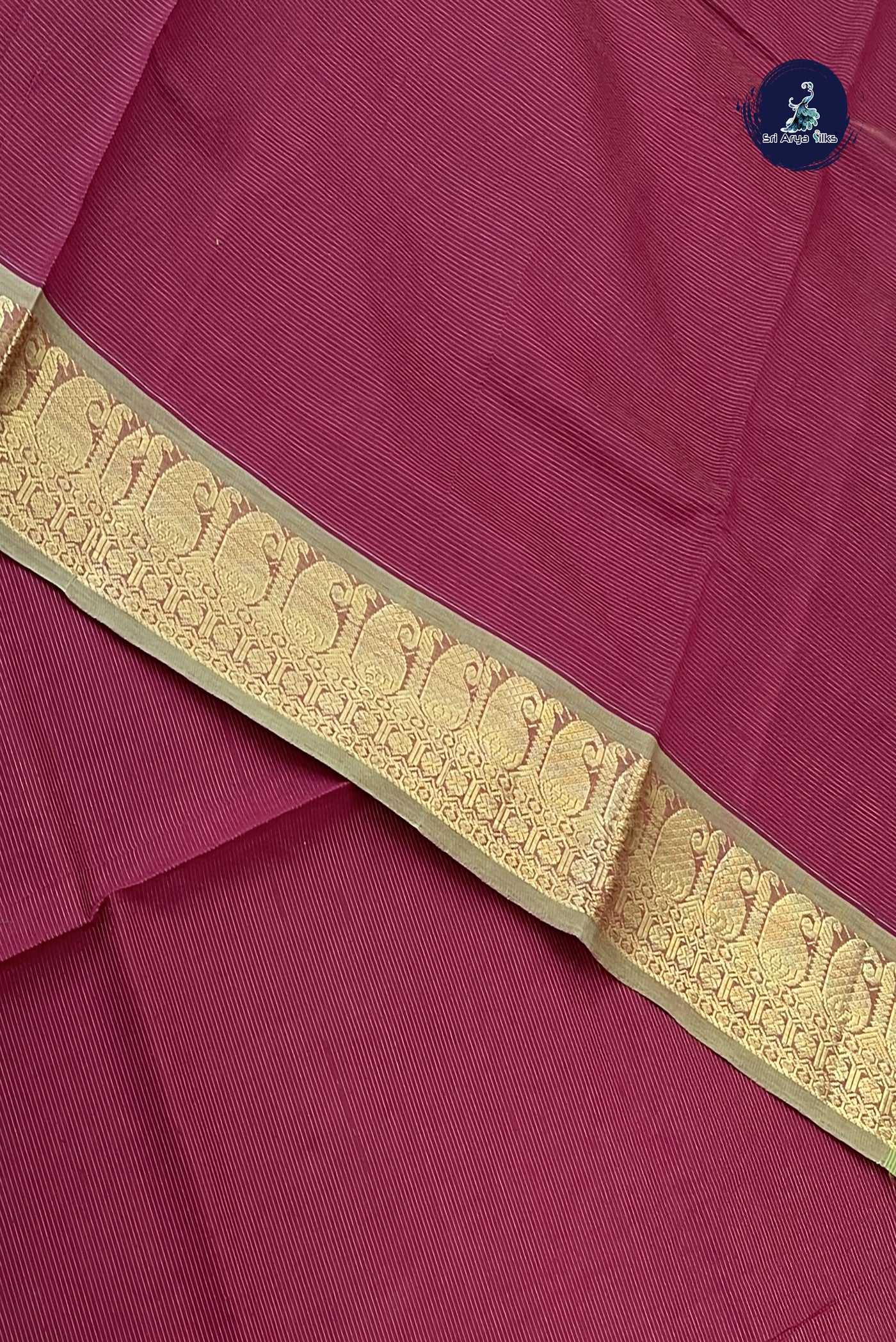 Maroon Vaira Oosi Silk Cotton Saree With Vaira Oosi Pattern