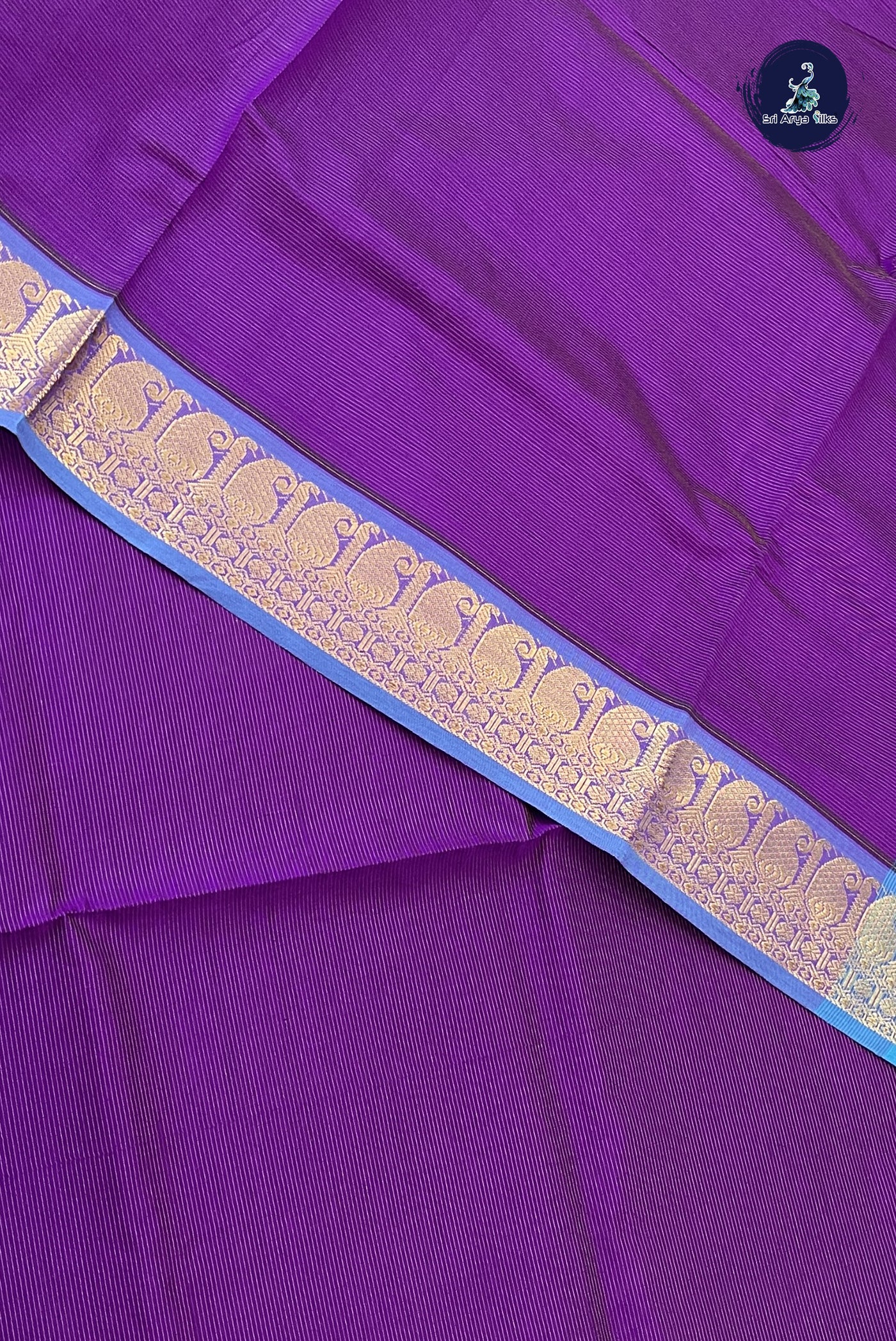 Purple Vaira Oosi Silk Cotton Saree With Vaira Oosi Pattern