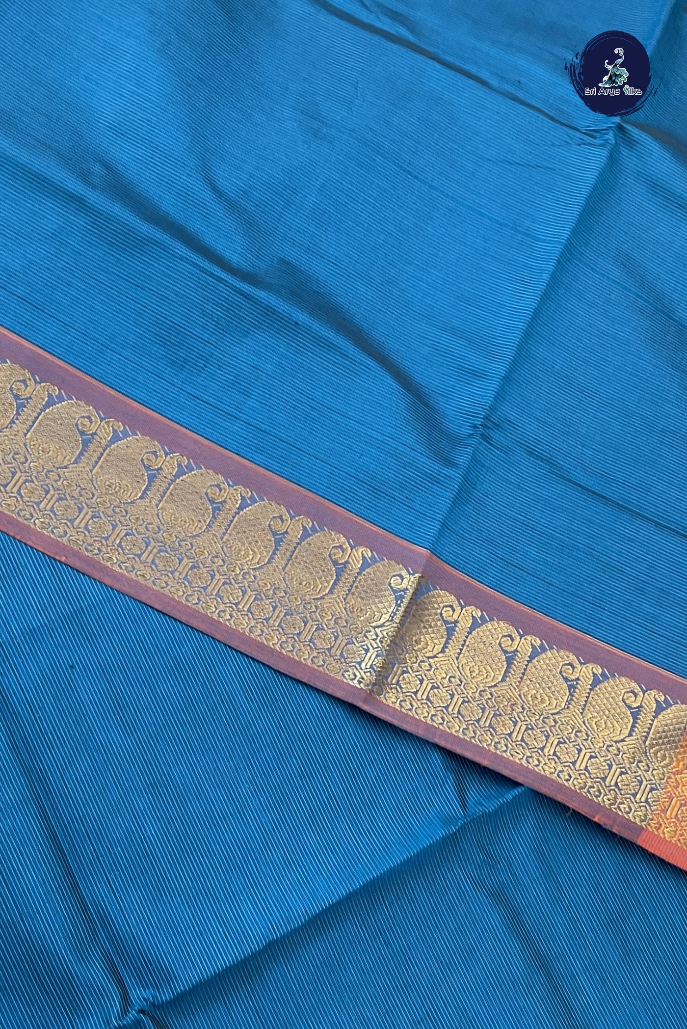 Blue Vaira Oosi Silk Cotton Saree With Vaira Oosi Pattern