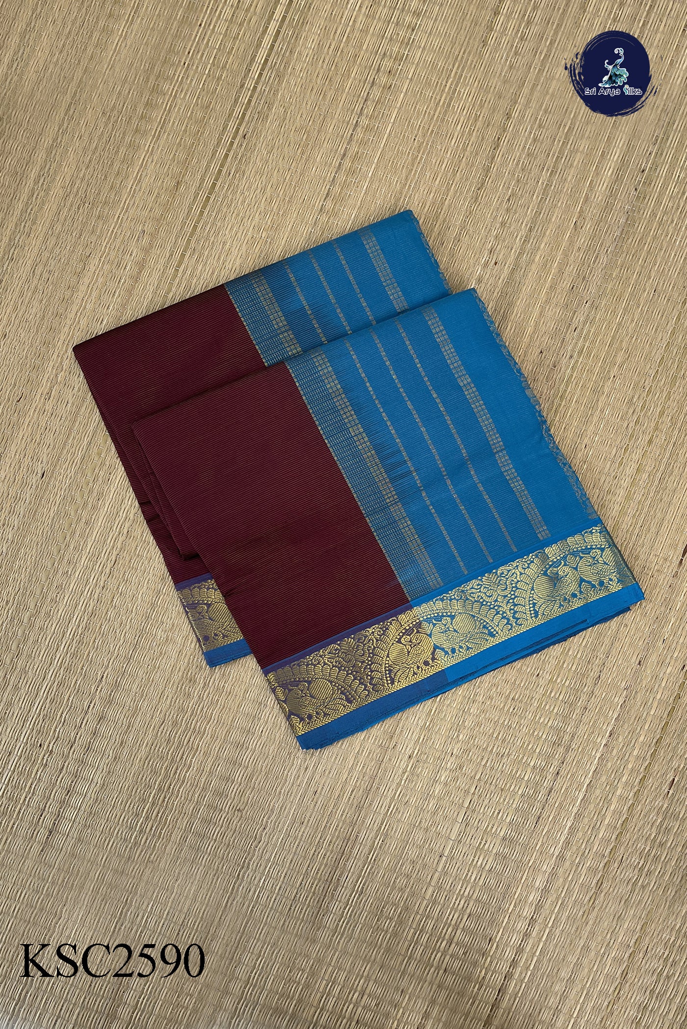 Dual Tone Brown Vaira Oosi Silk Cotton Saree With Vaira Oosi Pattern