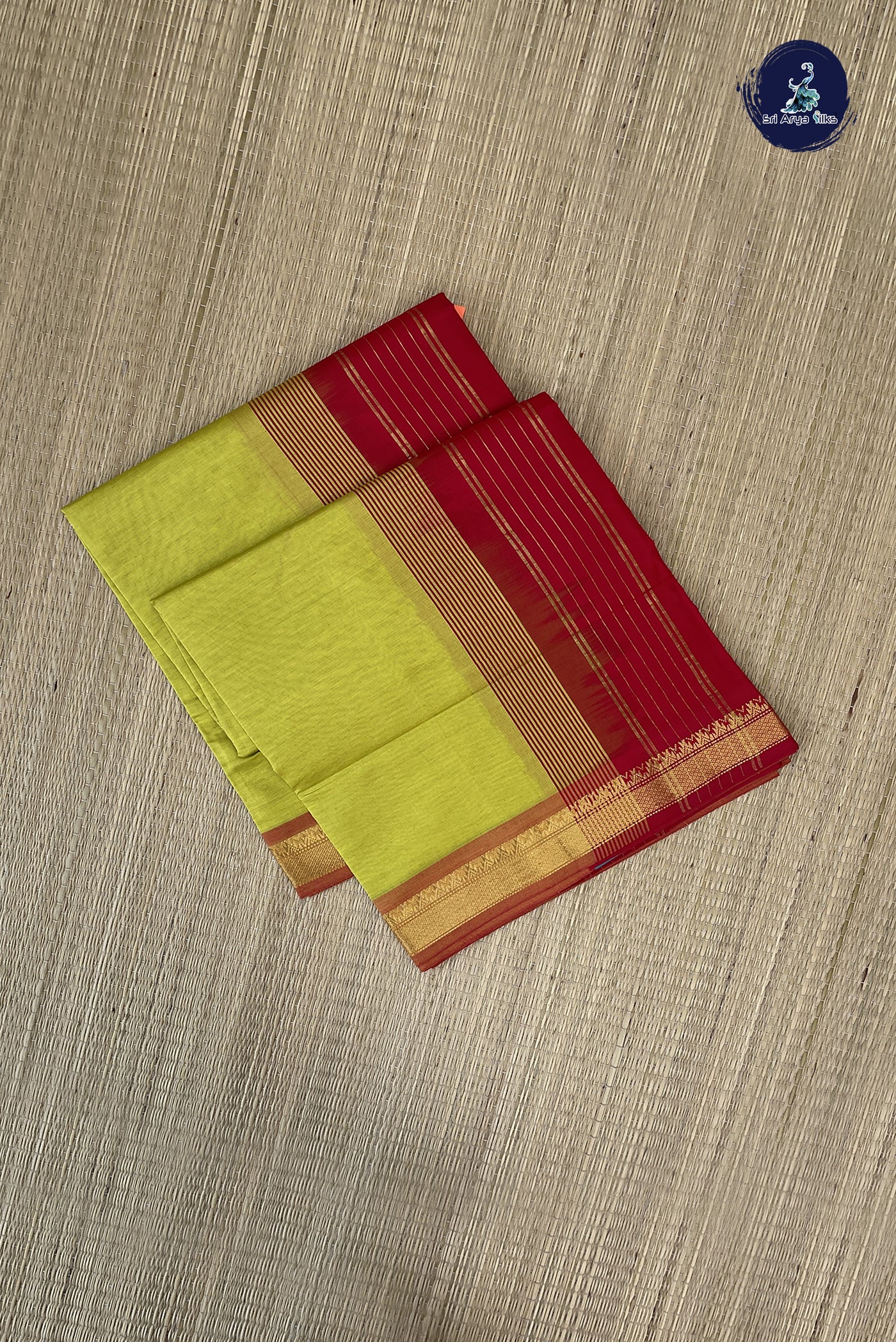 Yellow Semi Silk Cotton Saree With Plain Pattern