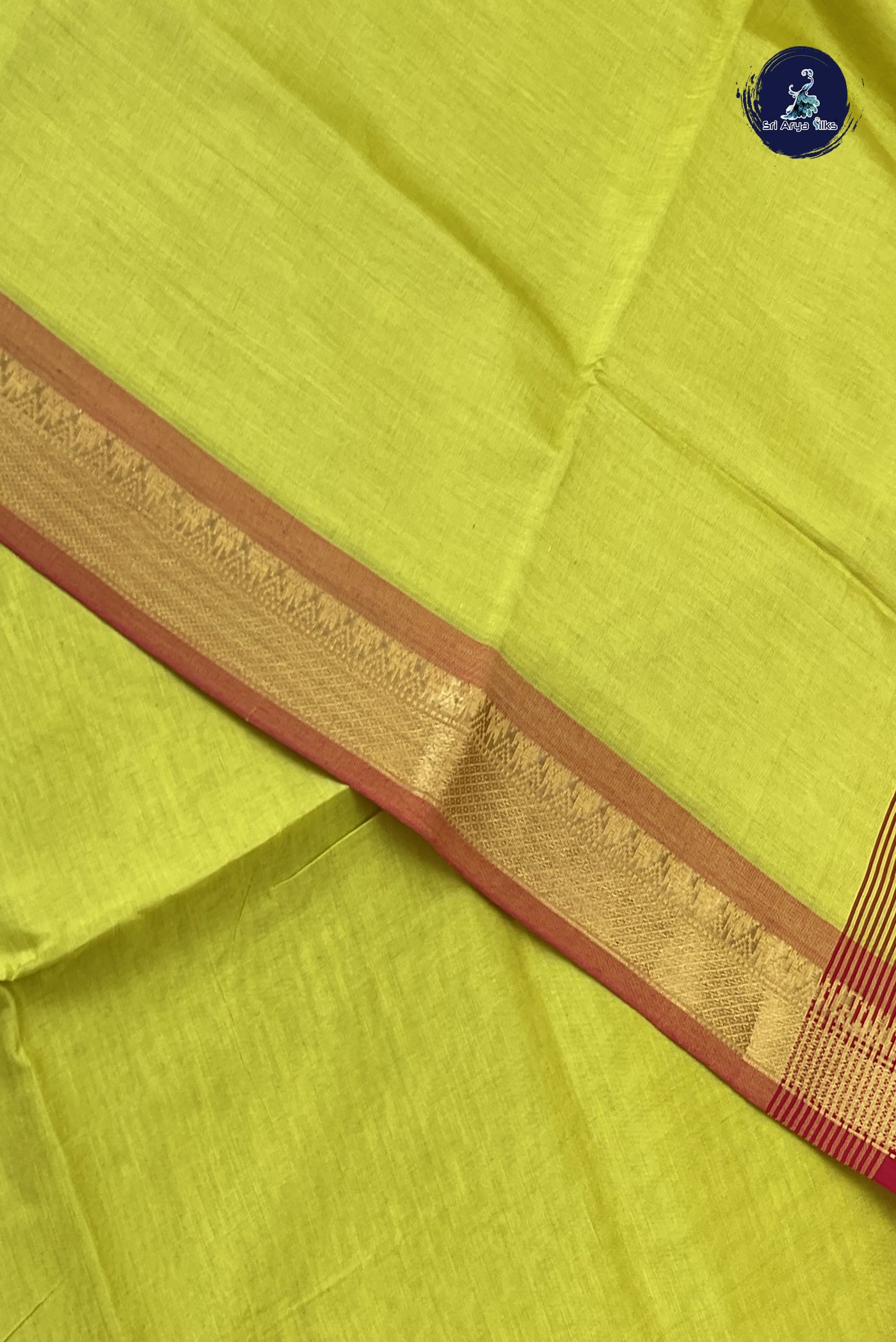 Yellow Semi Silk Cotton Saree With Plain Pattern