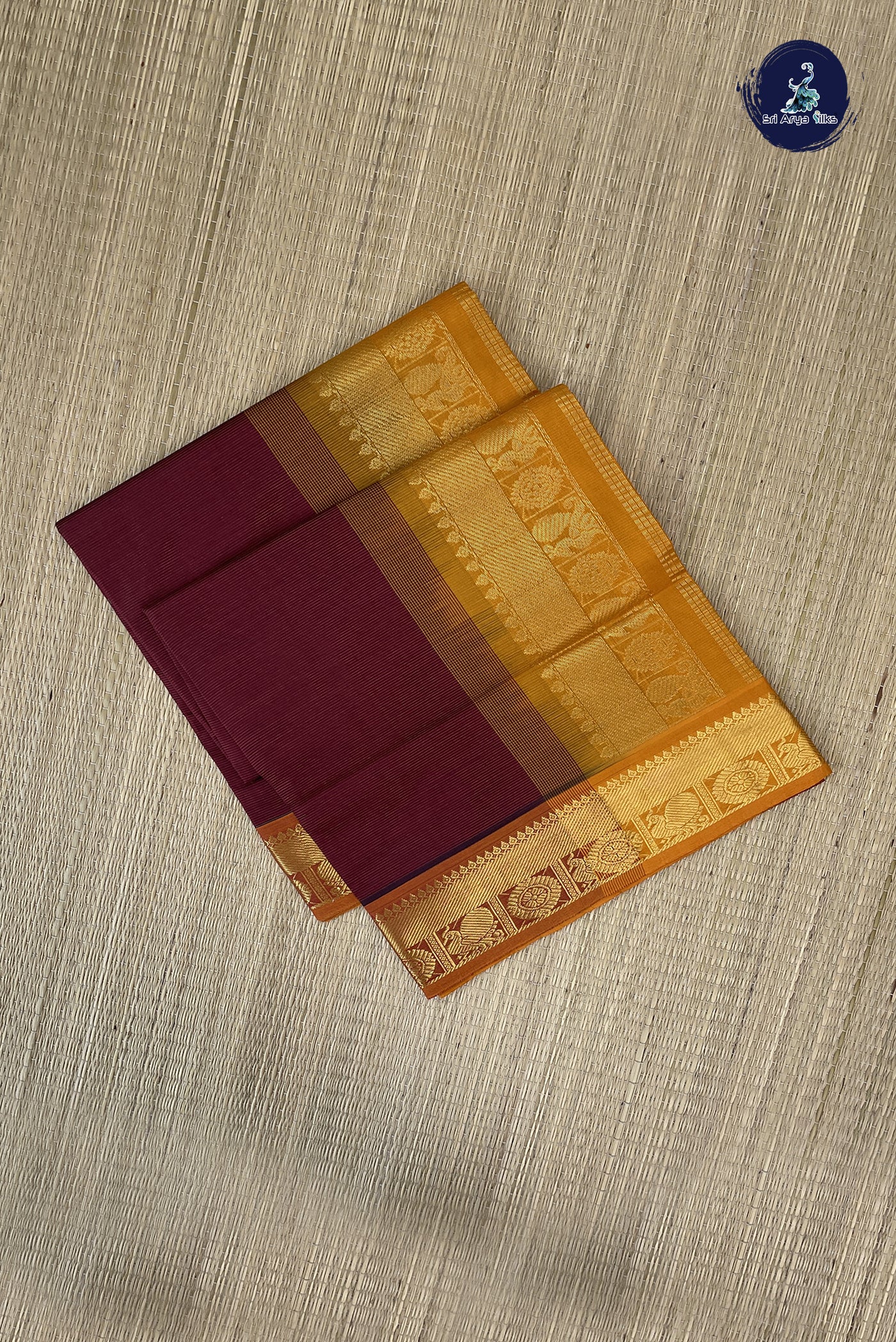 Brown Vaira Oosi Silk Cotton Saree With Vaira Oosi Pattern