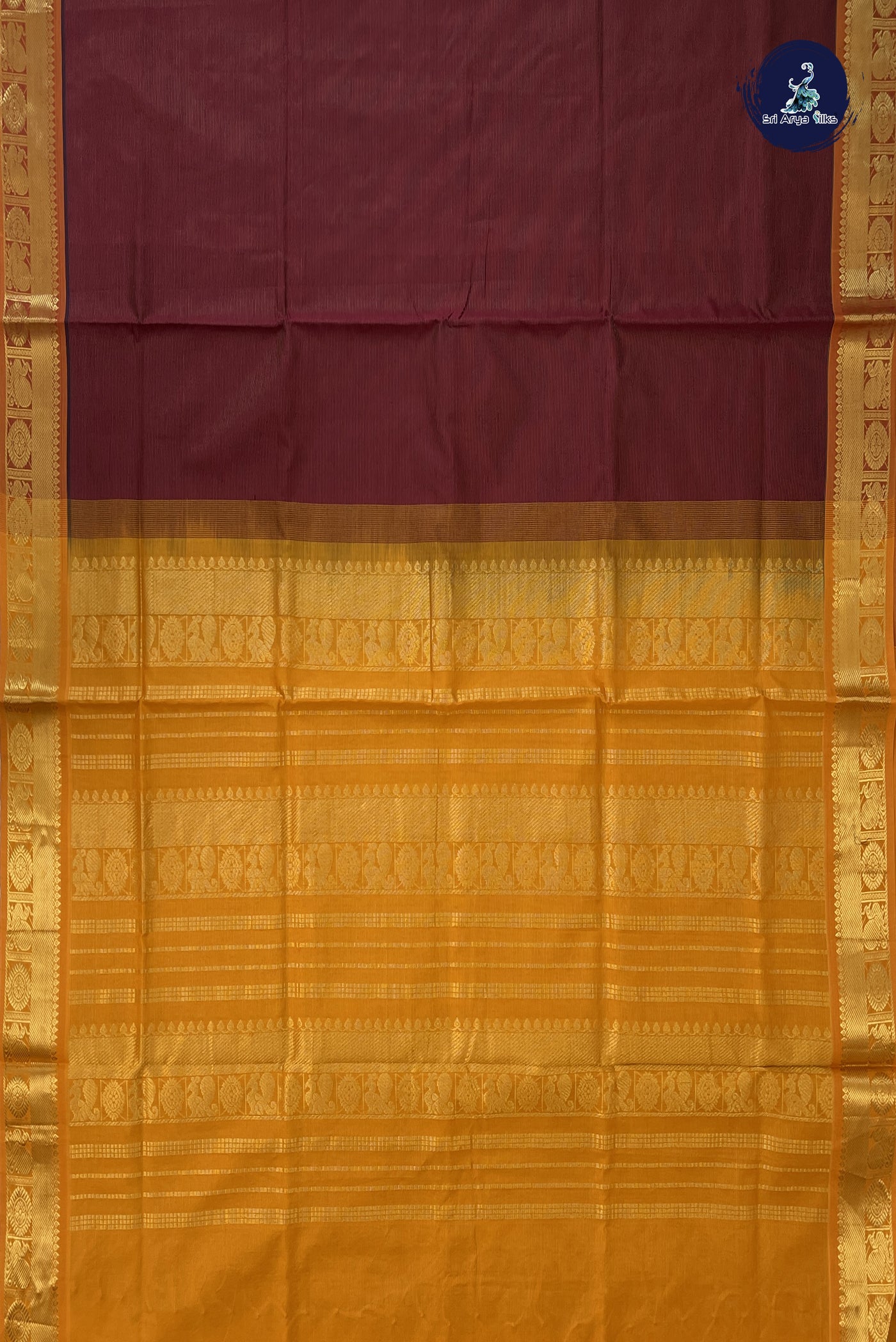 Brown Vaira Oosi Silk Cotton Saree With Vaira Oosi Pattern