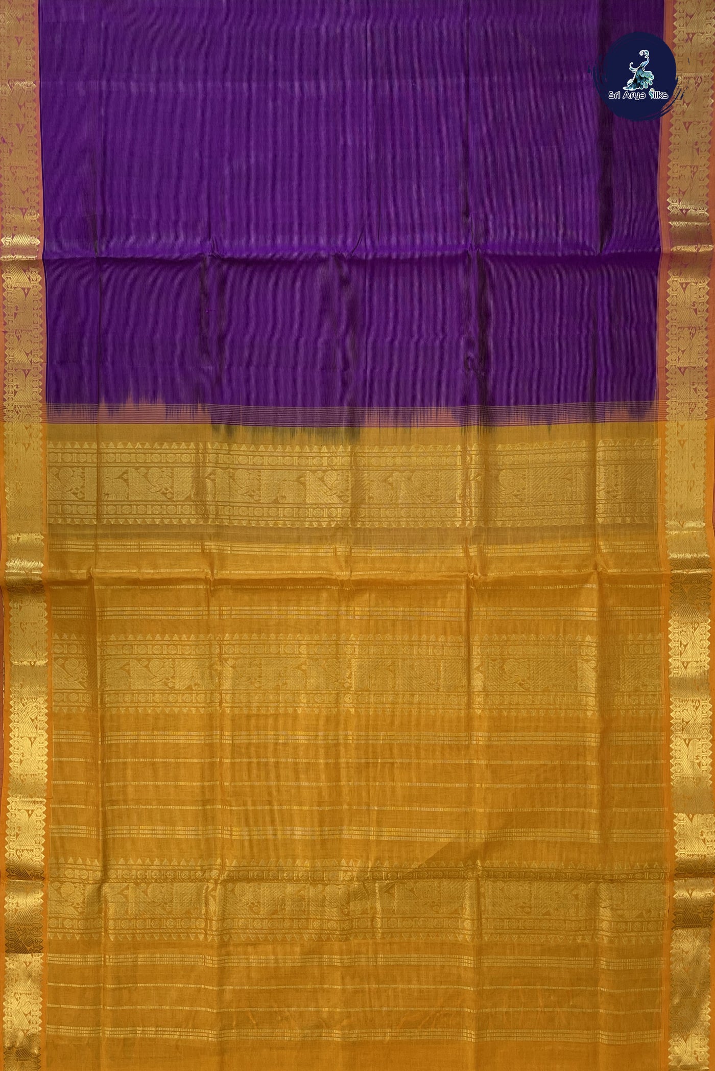 Purple Vaira Oosi Silk Cotton Saree With Vaira Oosi Pattern