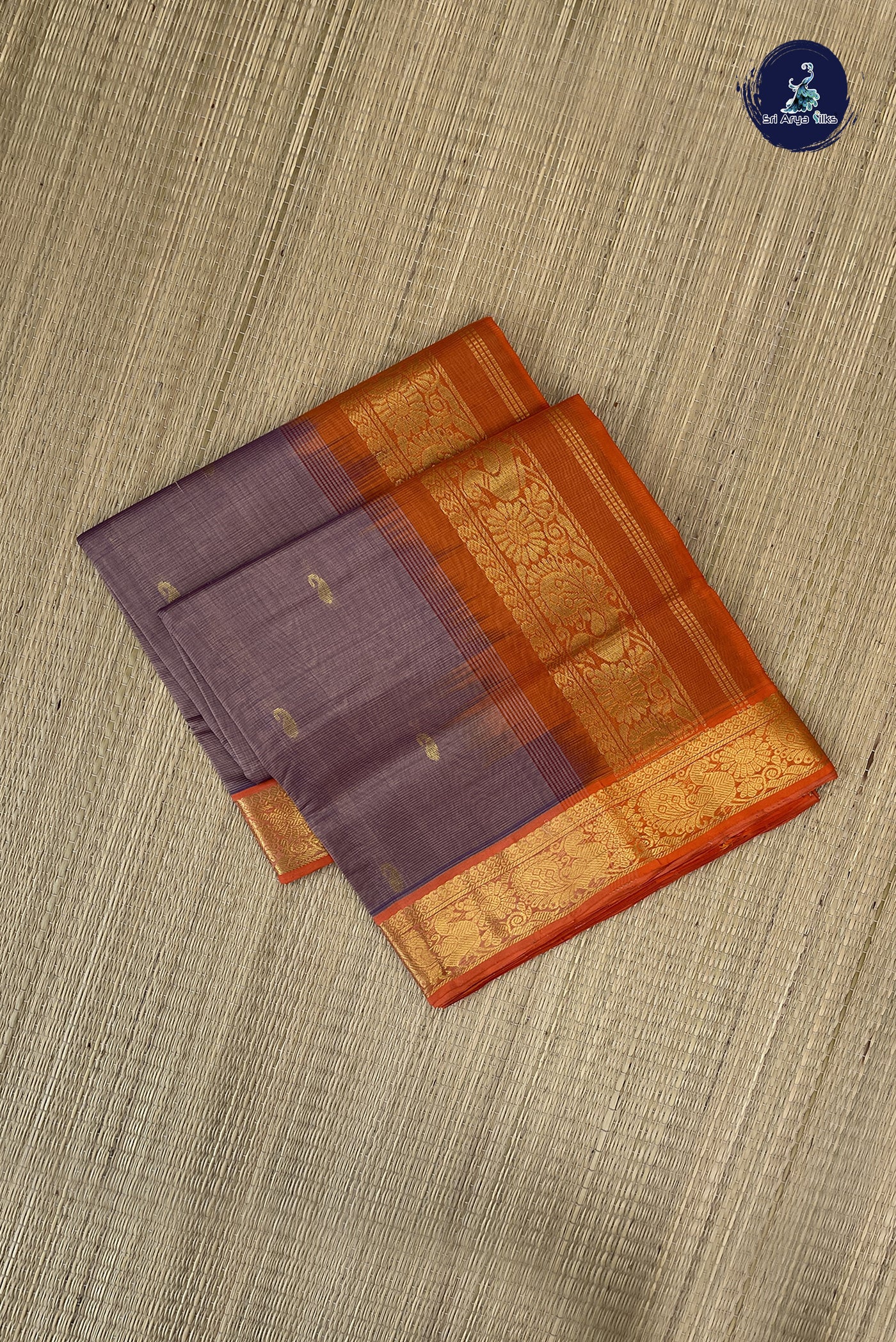 Mauve Vaira Oosi Silk Cotton Saree With Vaira Oosi Pattern