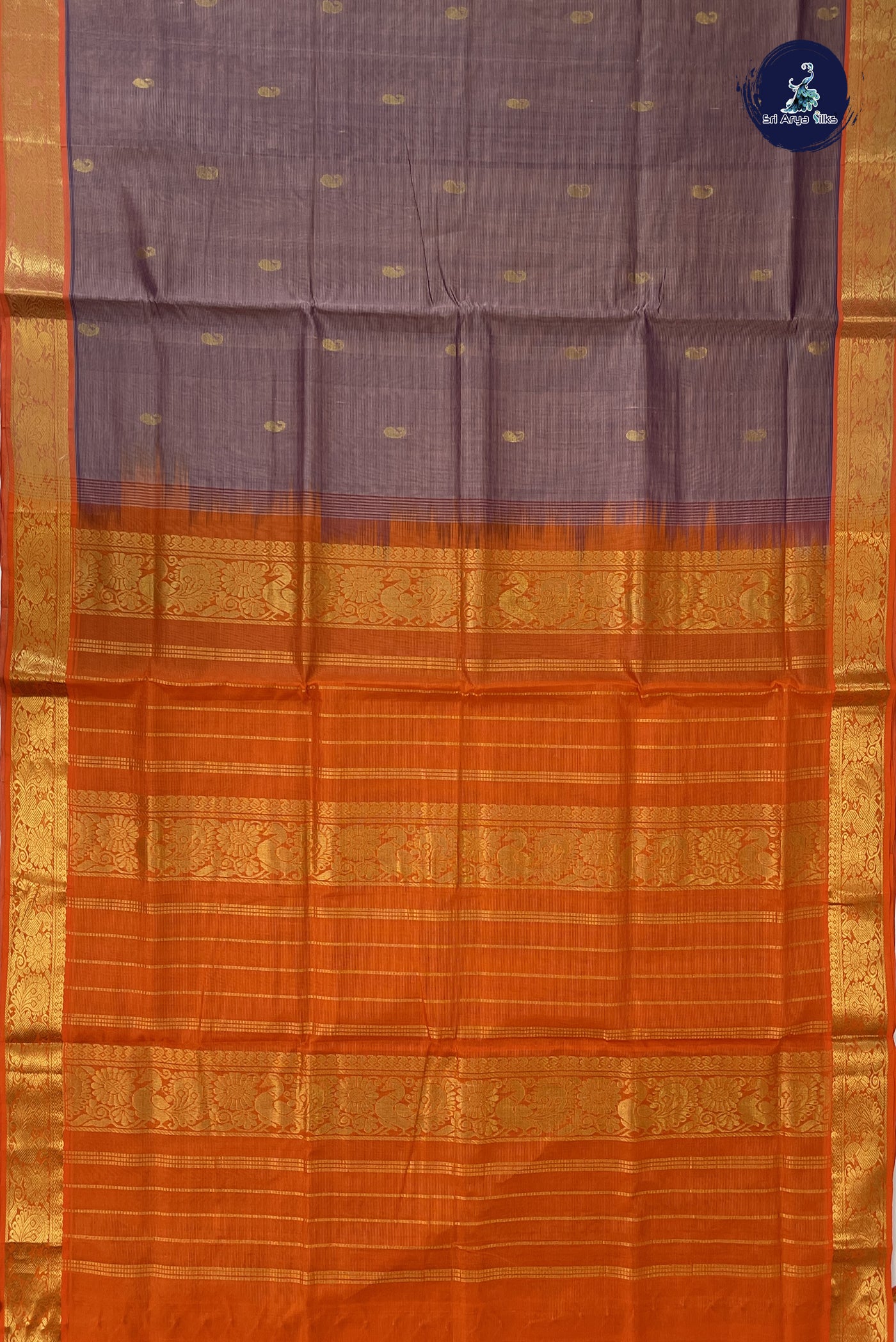 Mauve Vaira Oosi Silk Cotton Saree With Vaira Oosi Pattern