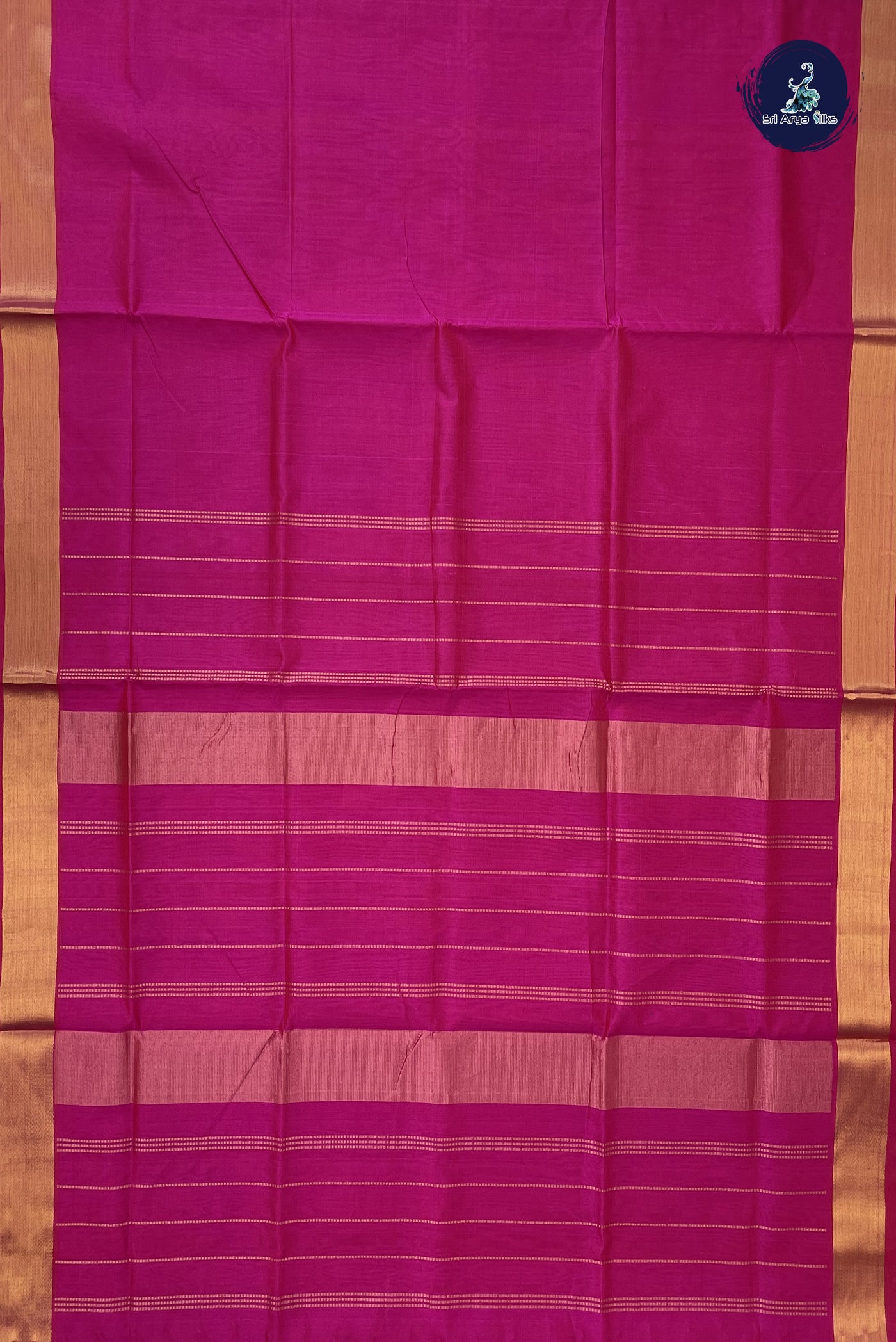 Rani Pink Simple Silk Cotton Saree With Plain Pattern