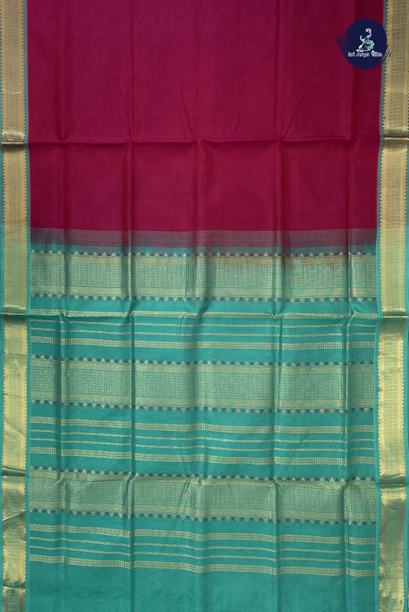 Reddish Pink Simple Silk Cotton Saree With Plain Pattern