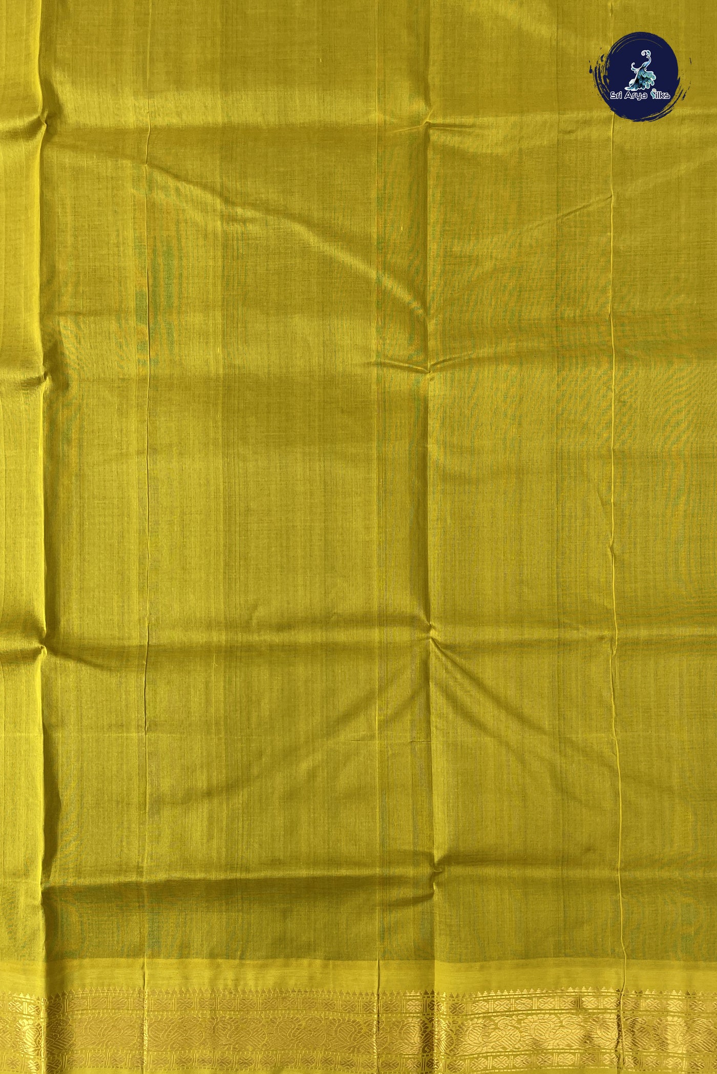 Bottle Green Korvai Silk Cotton Saree With Plain Pattern