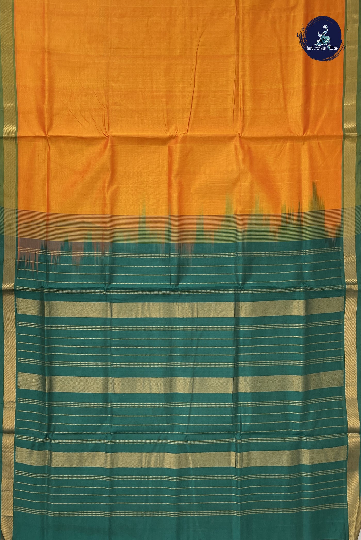 Mango Yellow Simple Silk Cotton Saree With Plain Pattern