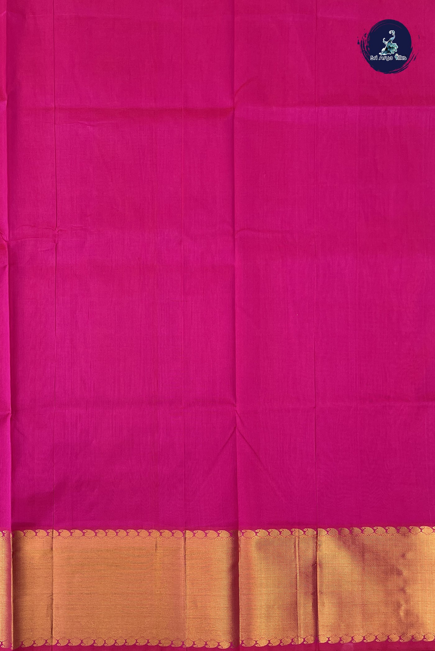 Rani Pink Simple Silk Cotton Saree With Plain Pattern